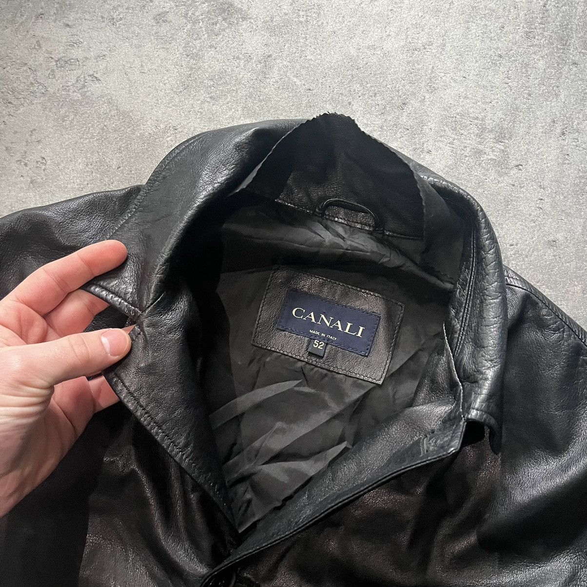 Canali Canali Leather Jackat Black Button Up Size US L / EU 52-54 / 3 - 7 Thumbnail