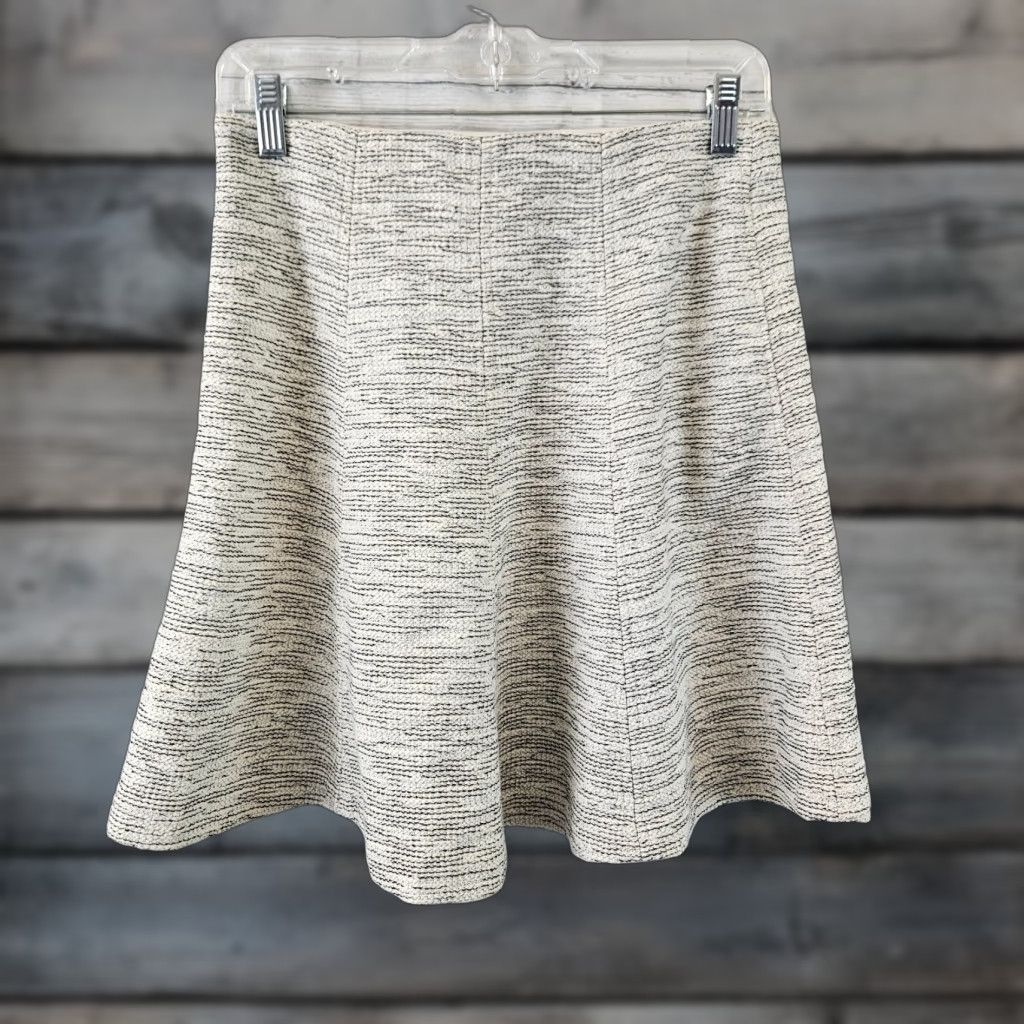 Loft LOFT Ann Taylor Womens Skirt Pull On Tweed Cotton Blend A-Line White Black Sz S Short Multicolor Size 28" / US 6 / IT 42 - 1 Thumbnail