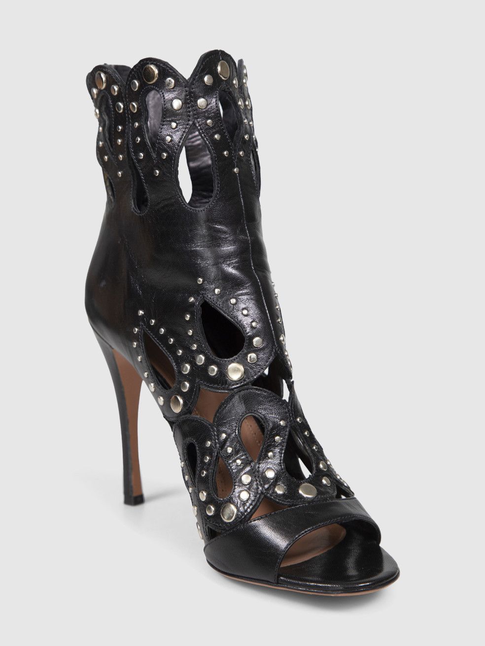 Alaia Black Leather Cut Out Studded Heels Size US 10 / IT 40 - 1 Thumbnail