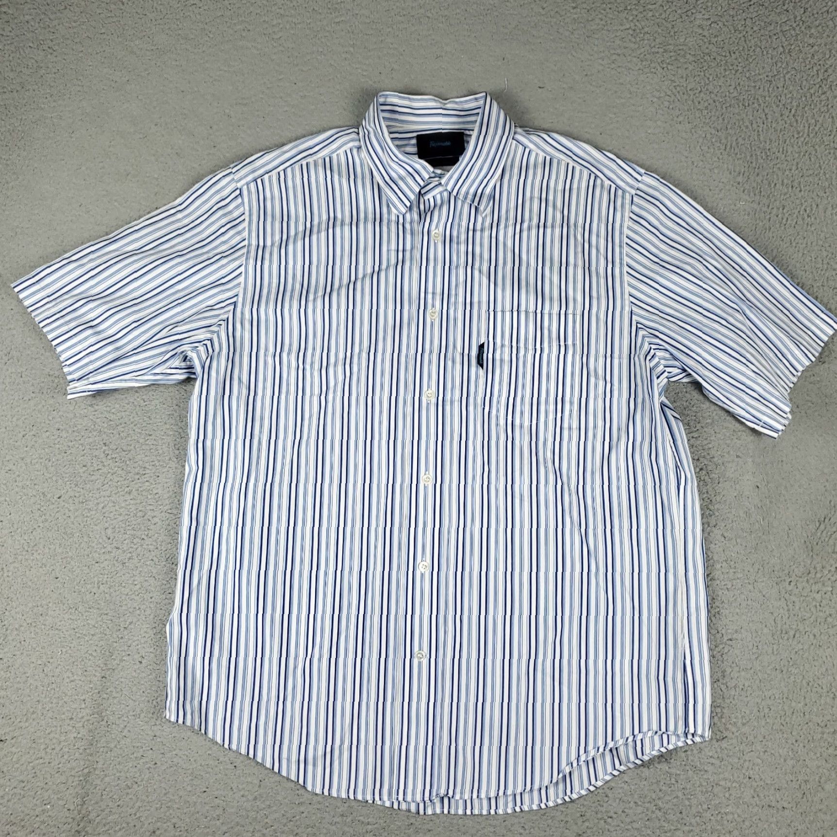 Faconnable Façonnable Blue Striped Button-Up Shirt Men’s XL Casual Short Sleeve Modern Preppy Size US XL / EU 56 / 4 - 2 Thumbnail