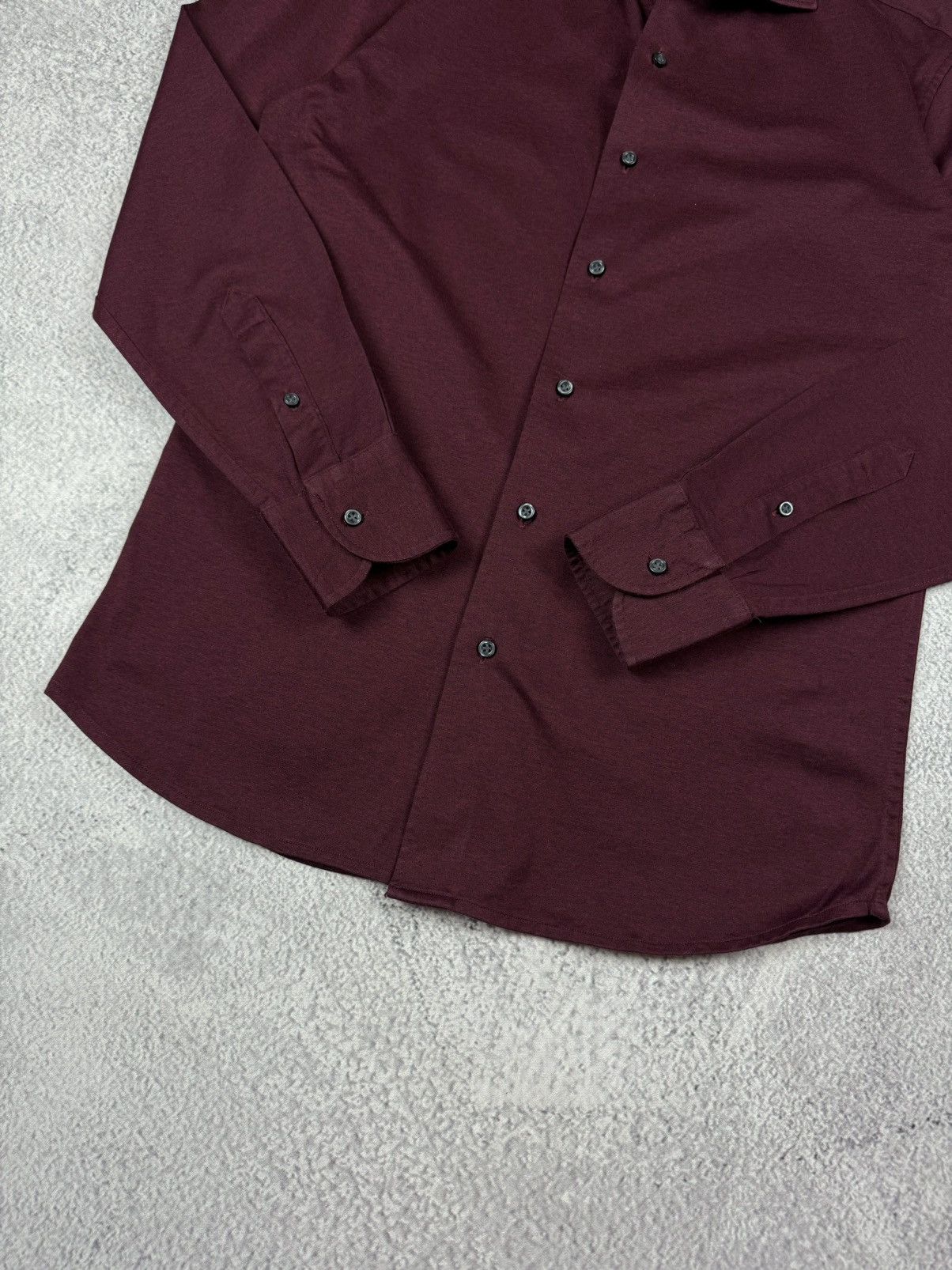 Boggi × Designer BOGGI Milano Burgundy Casual Slim Fit Long Sleeve Shirt Size US M / EU 48-50 / 2 - 16 Thumbnail