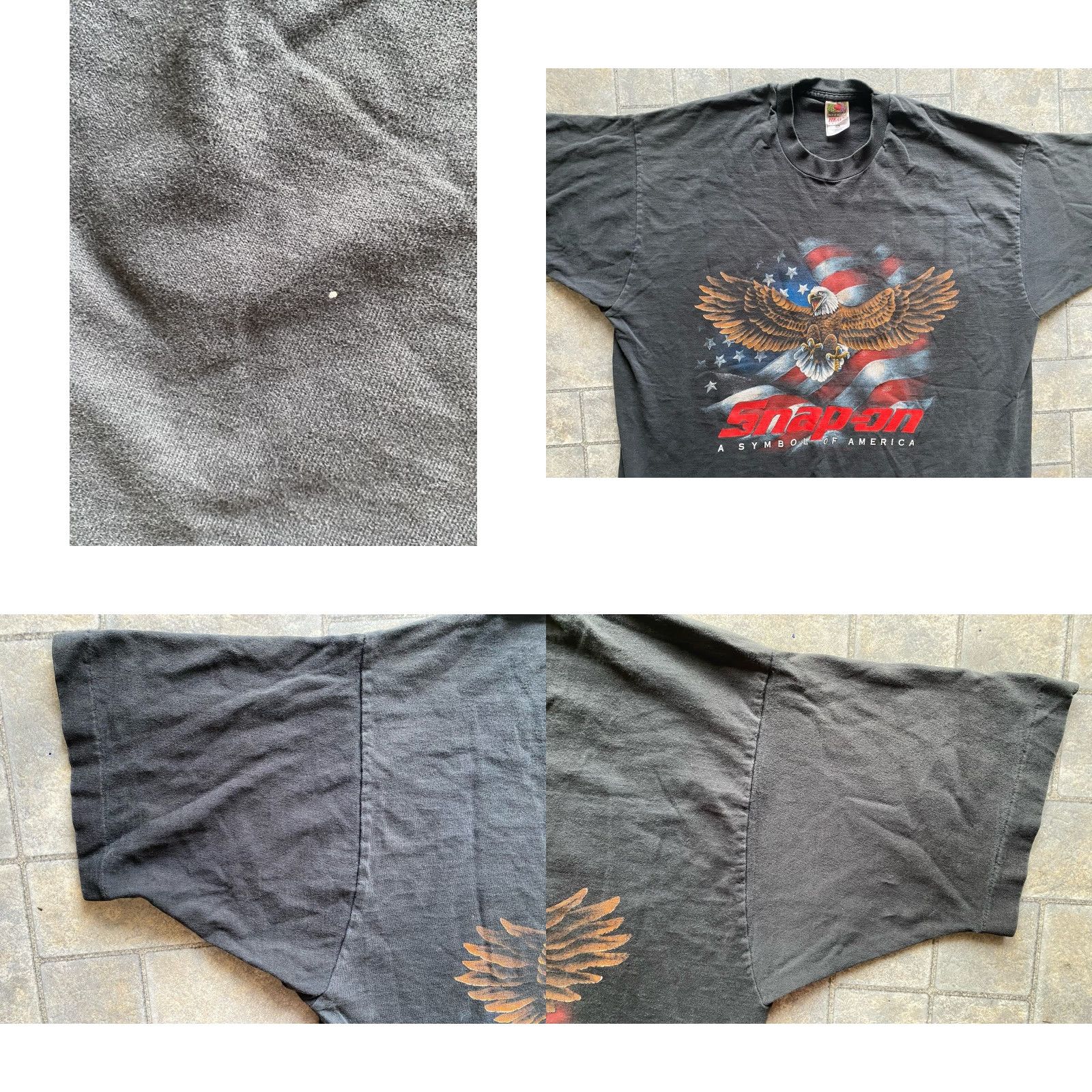 Fruit Of The Loom VINTAGE Fruit of the Loom T-Shirt USA 2XL Black Short Sleeve Mens Snap On Tools Symbol Of America VTG Size US XXL / EU 58 / 5 - 8 Thumbnail