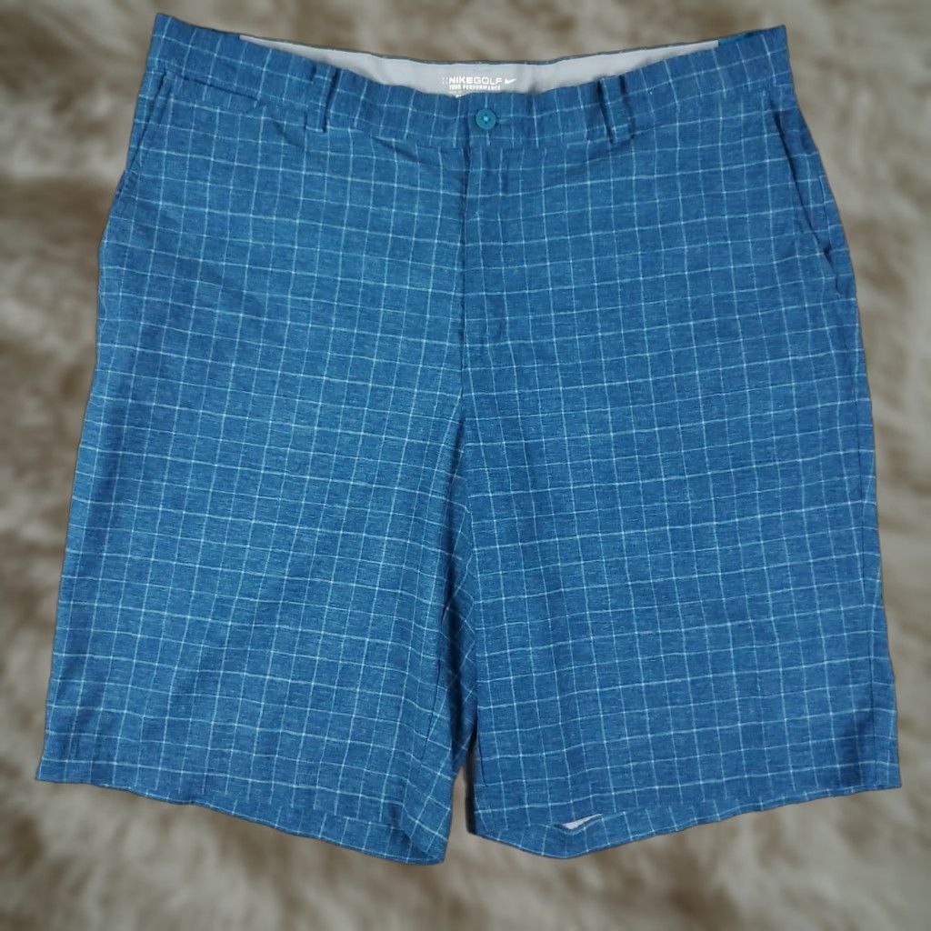 Nike Nike Shorts Mens 38 Blue Check Dri Fit Golf Casual Flat Front Chino Size US 38 / EU 54 - 1 Thumbnail