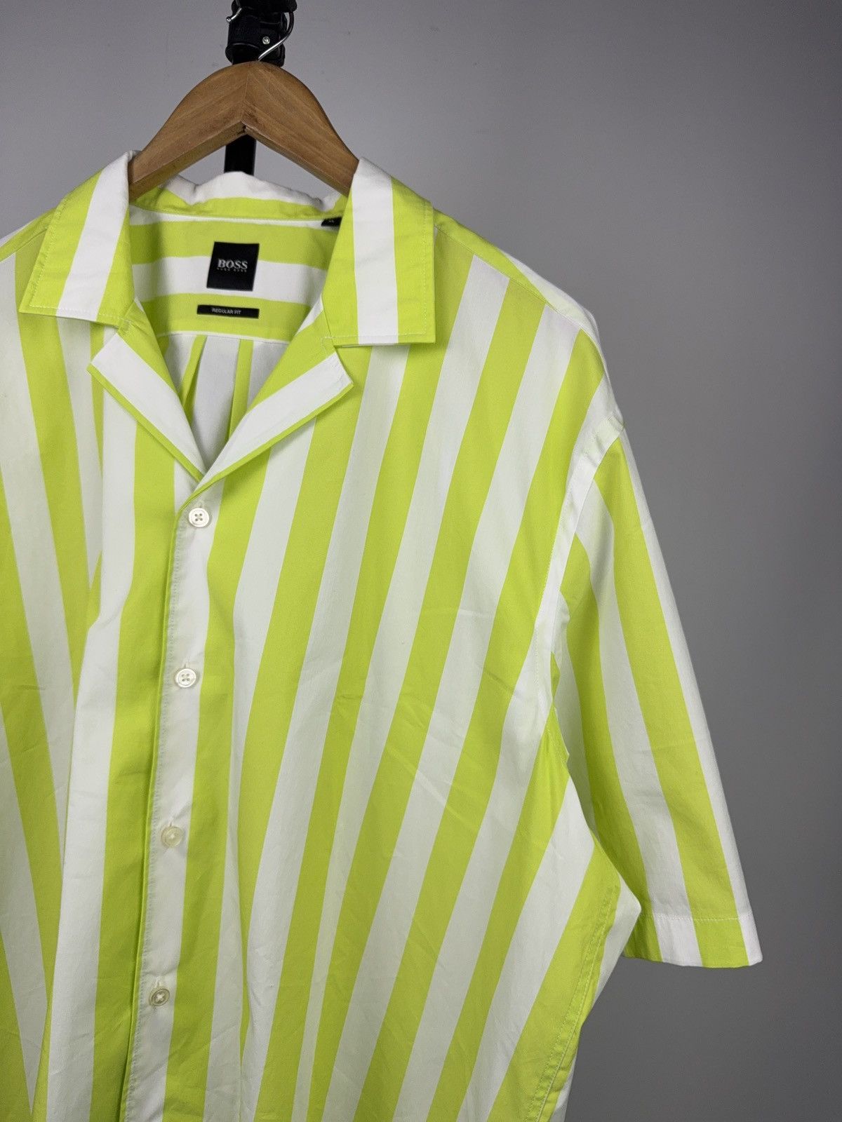 Hugo Boss Luxury 00s BOSS Hugo Boss Lollo Stripe Shirt XL Neon Size US XL / EU 56 / 4 - 2 Thumbnail