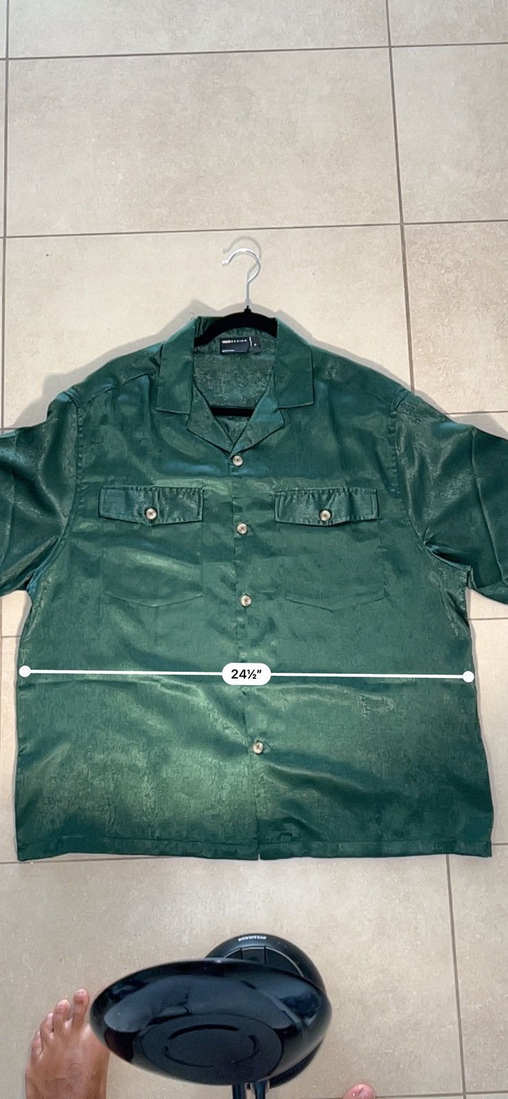 Asos ASOS Design Forest-Green Satin-Look Shirt Size US M / EU 48-50 / 2 - 2 Thumbnail