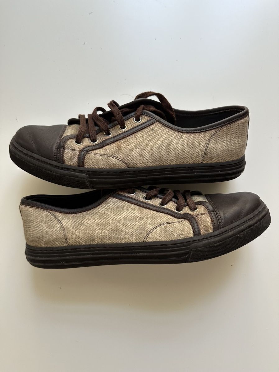 Gucci Gucci Pre-Loved GG Supreme cap-toe Luxury Brown sneakers Size US 9 / EU 42 - 1 Thumbnail