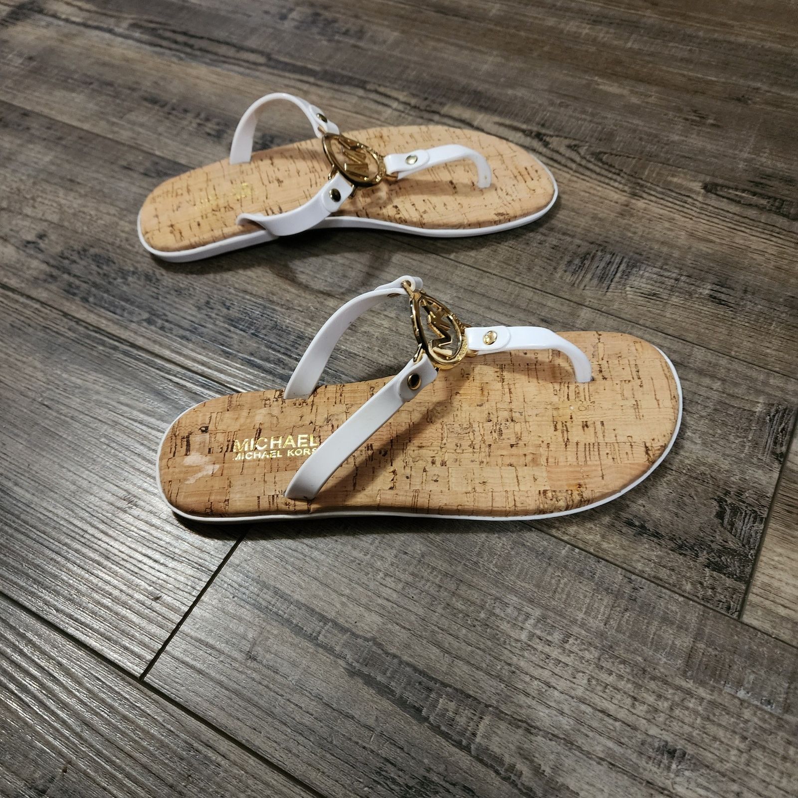 Michael Kors Michael Kors Womens white cork soles sandals size 6M BX42 Size US 6 / IT 36 - 3 Thumbnail