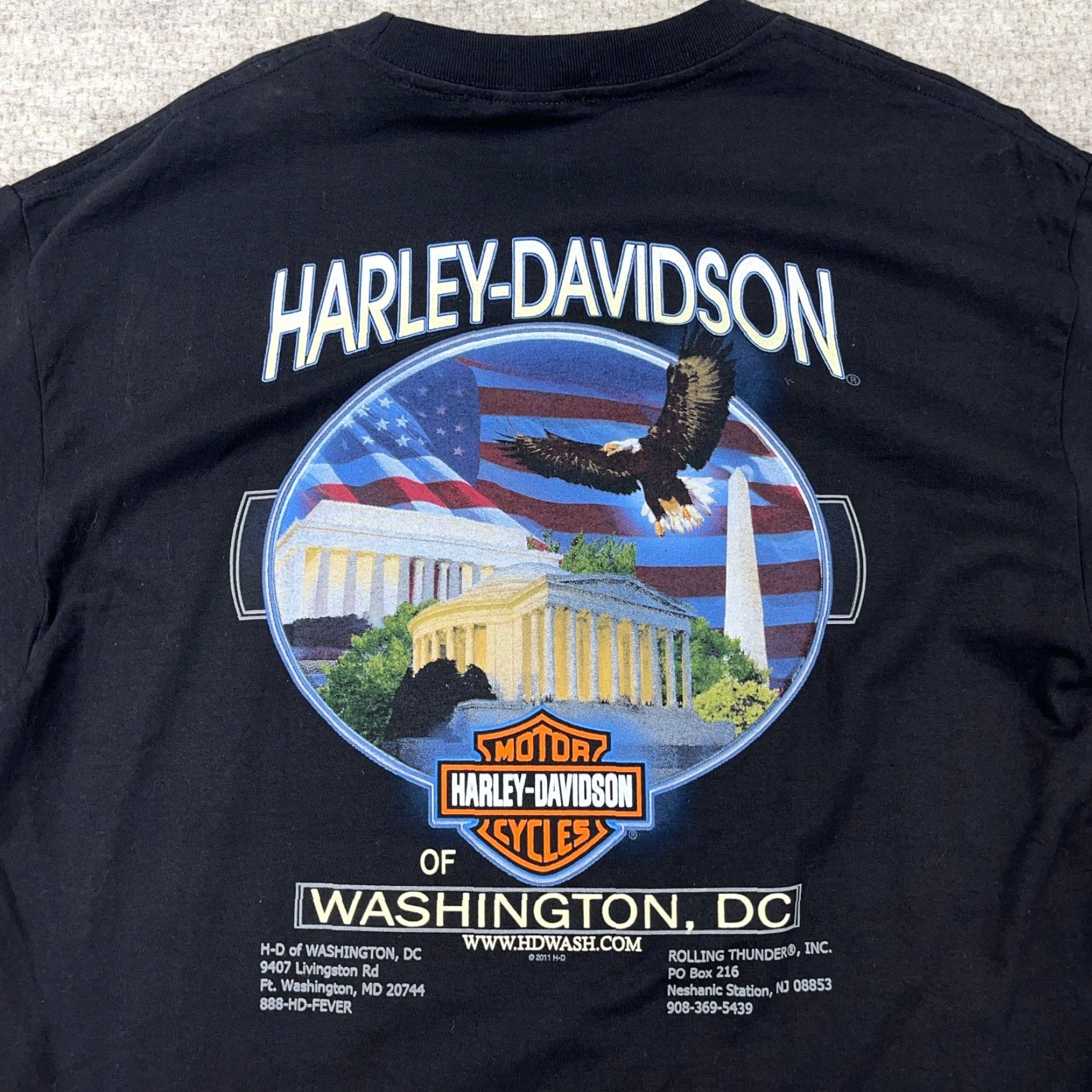 Harley Davidson VINTAGE Harley-Davidson Shirt Men Large Black Tee Rolling Thunder Biker Y2K Pow Mia 80s 90s USA Logo Mens Size US L / EU 52-54 / 3 - 4 Thumbnail