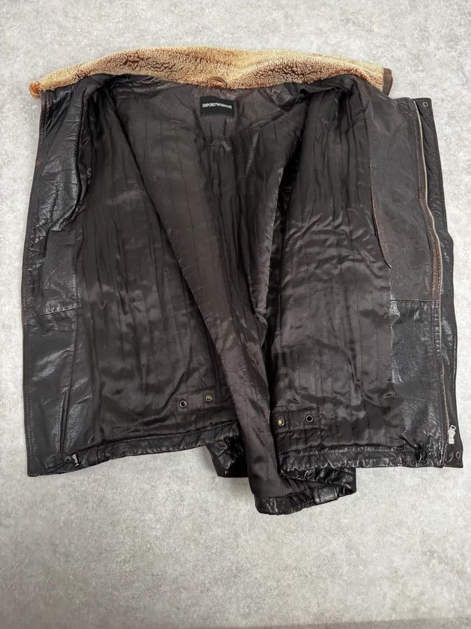Emporio Armani AW2008 Emporio Armani Brown Avant-Garde Fur Collar Leather Jacket Size US L / EU 52-54 / 3 - 9 Thumbnail