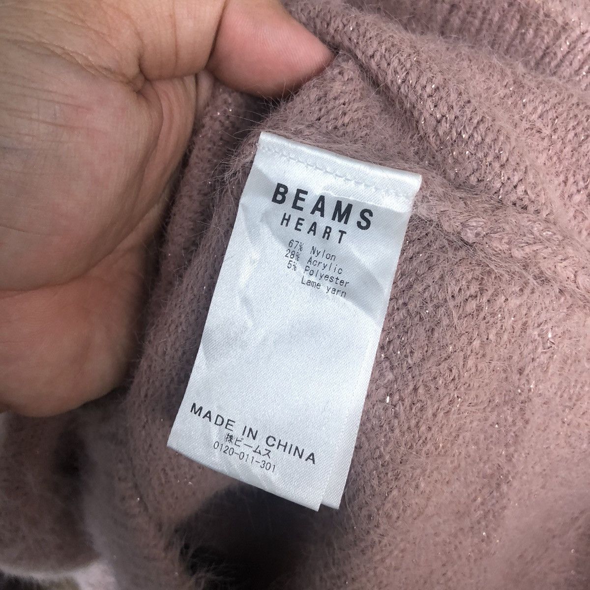 Homespun Knitwear × Japanese Brand DL Beams Heart Pink Mohair fur shaggy Knitwear #C320 Size XS / US 0-2 / IT 36-38 - 11 Thumbnail