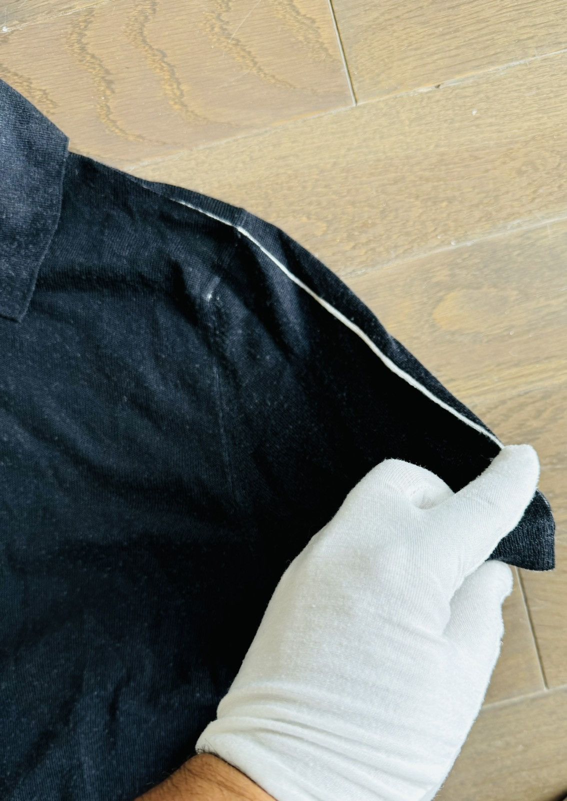 Prada Prada Black knit Polo w/white contrast overydye paint effect Size US M / EU 48-50 / 2 - 11 Thumbnail