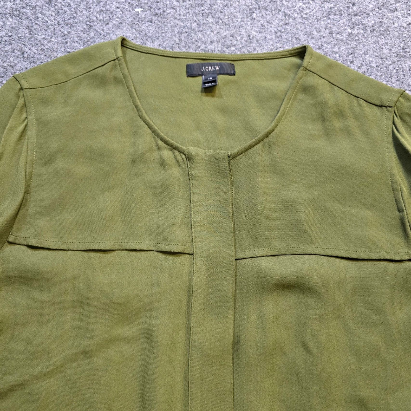 J.Crew J.CREW Blouse Shirt Womens 10 Green Long Sleeve Round Neck Career Holiday Regular Fit Size L / US 10 / IT 46 - 2 Thumbnail