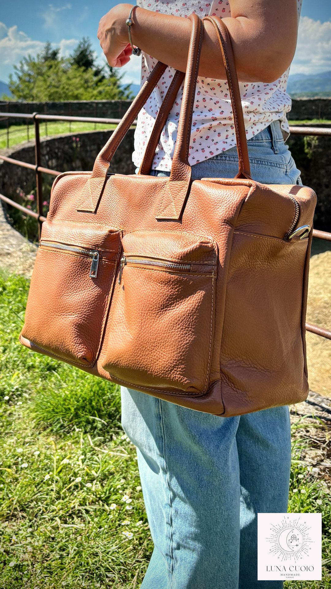 Vera Pelle Leather Travel Bag, Duffel Bag, Weekender bag Size ONE SIZE - 3 Thumbnail