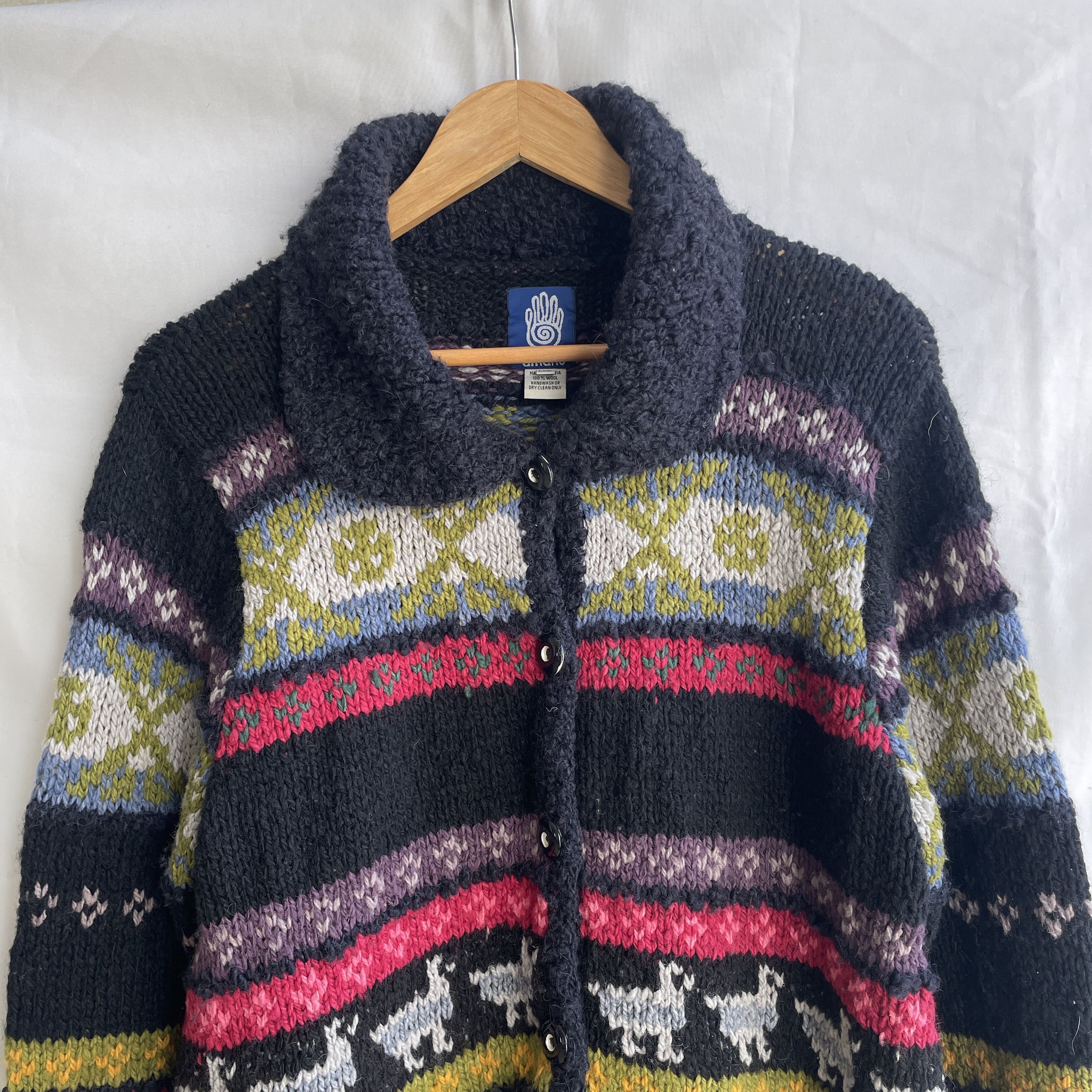 Other Amano Womens Colorful Collared Wool Button Up Cardigan Size M / US 6-8 / IT 42-44 - 3 Thumbnail