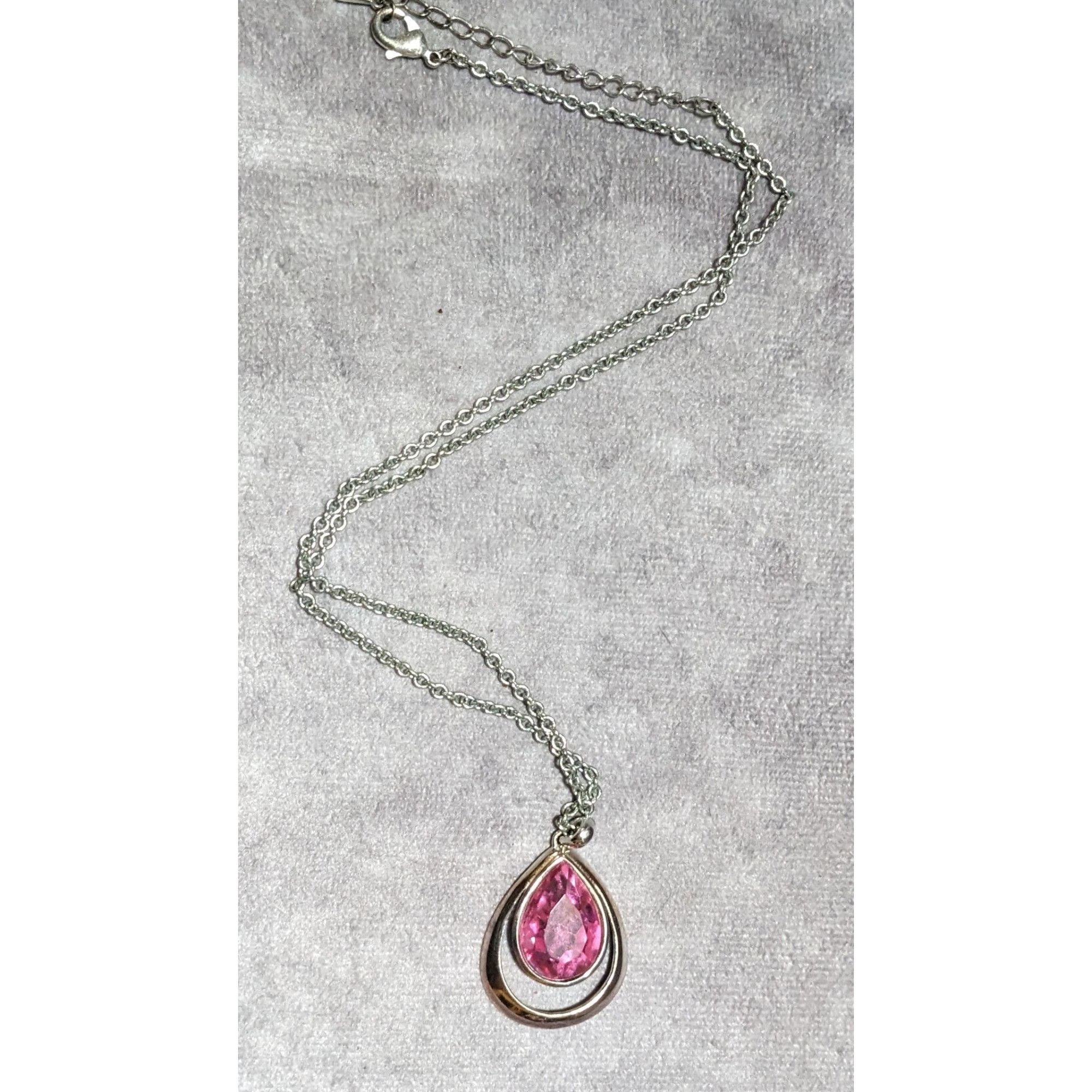 Other Coquette Pink Gemmed Teardrop Pendant Necklace Size ONE SIZE - 10 Thumbnail