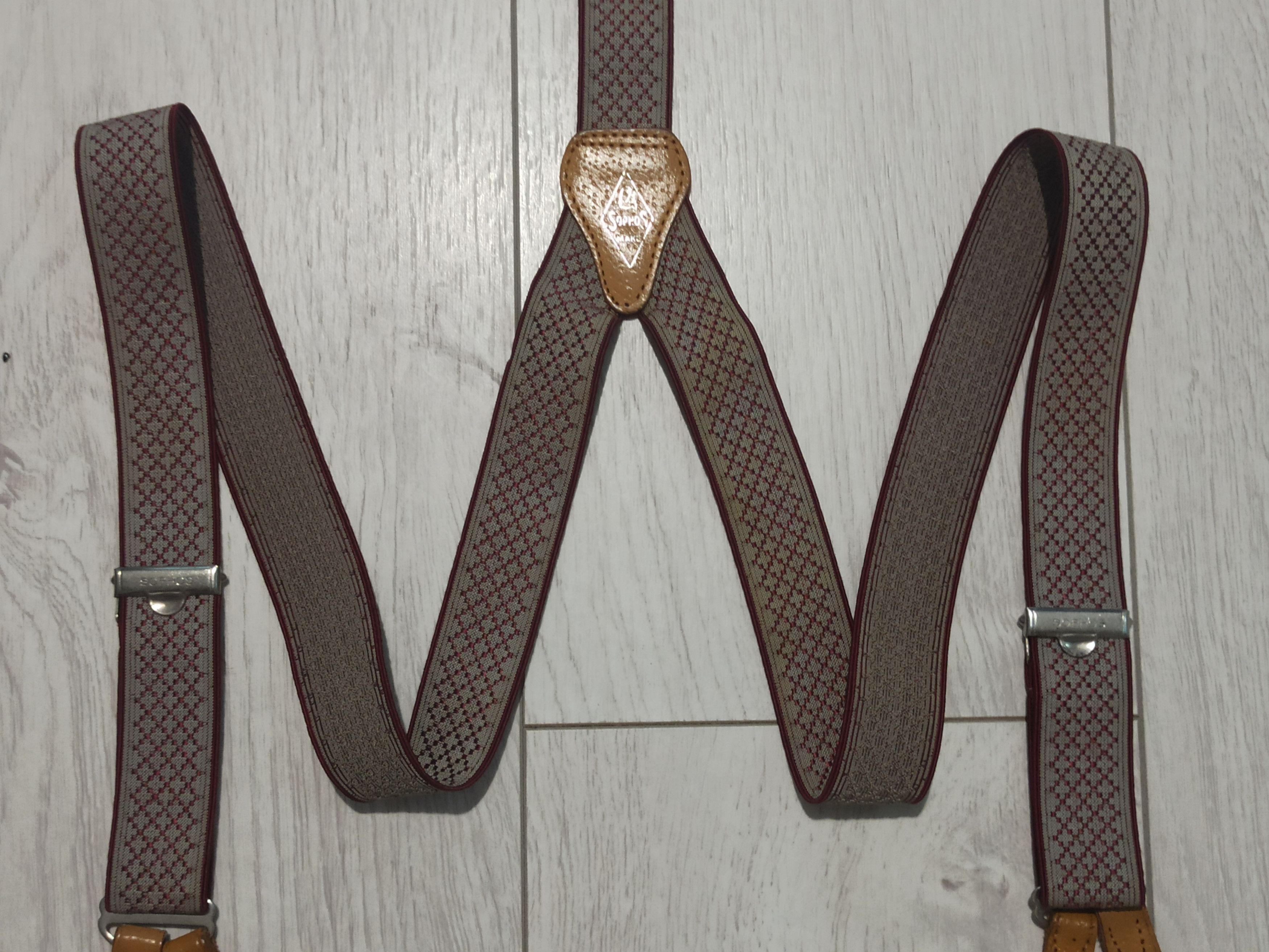Designer Sophos Vintage Suspenders – Leather Button Ends Size ONE SIZE - 6 Thumbnail
