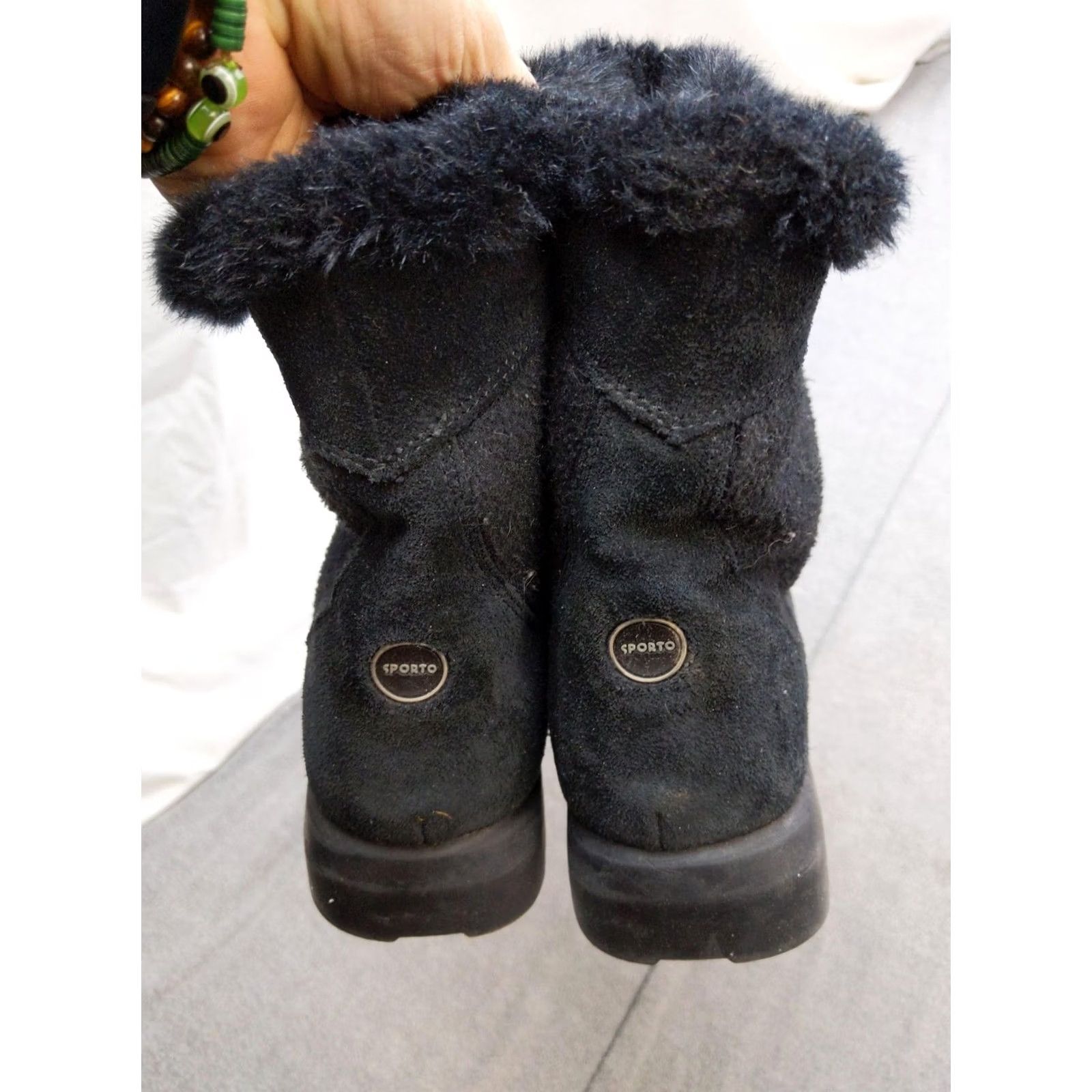 Vintage Sporto Womens Boots Snow Warm Insulated Black Mid-Calf Faux Fur Winter Leather 8M Womens Mens? Size US 8 / IT 38 - 5 Thumbnail