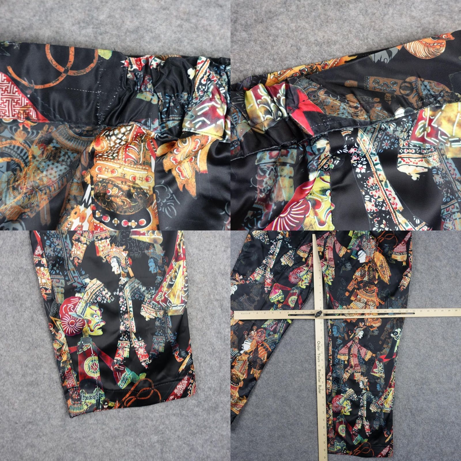 Vintage Womens XL Black Dress Pants Geometric Art Satin Wide-Leg 35 in Waist 29 in Inseam Trousers Vintage No Size 40" / US 18 - 9 Thumbnail