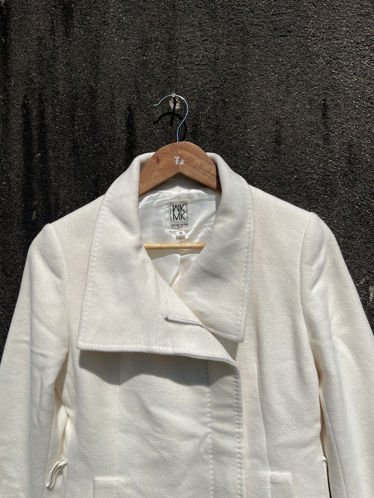 Designer Michel Klein Paris WKMK White Wool Blend Jacket Size S / US 4 / IT 40 - 2 Thumbnail
