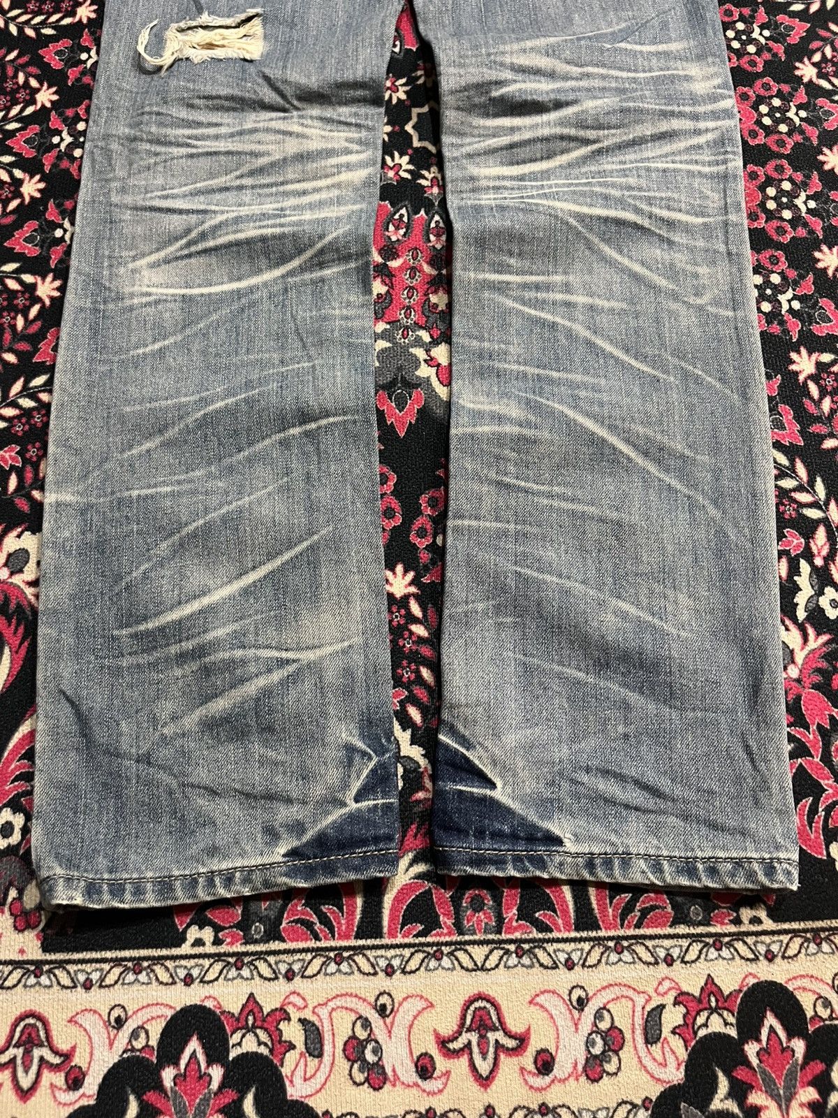 Japanese Brand Vintage Japanese Brand African Taro Trashed Blue Washed Jean Size 29" - 8 Thumbnail