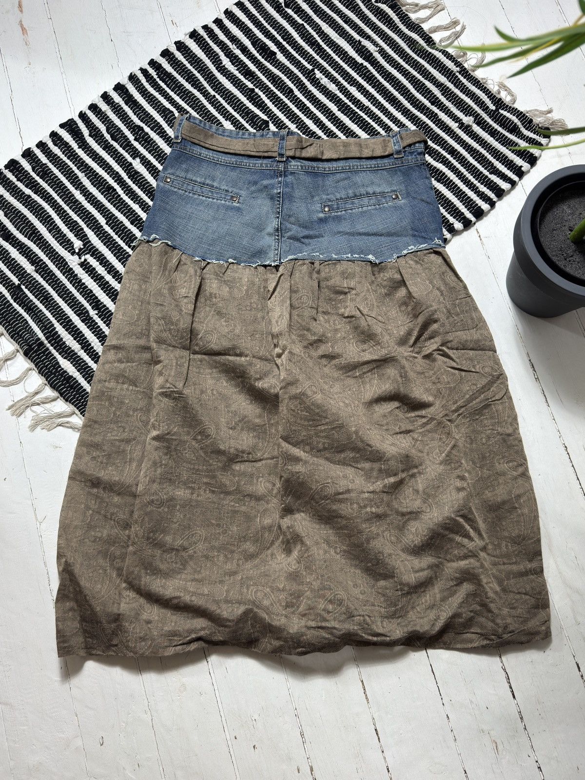 Bershka AVANT GARDE PATCHWORK DENIM & LINEN MAXI SKIRT Size 32" / US 10 / IT 46 - 6 Thumbnail