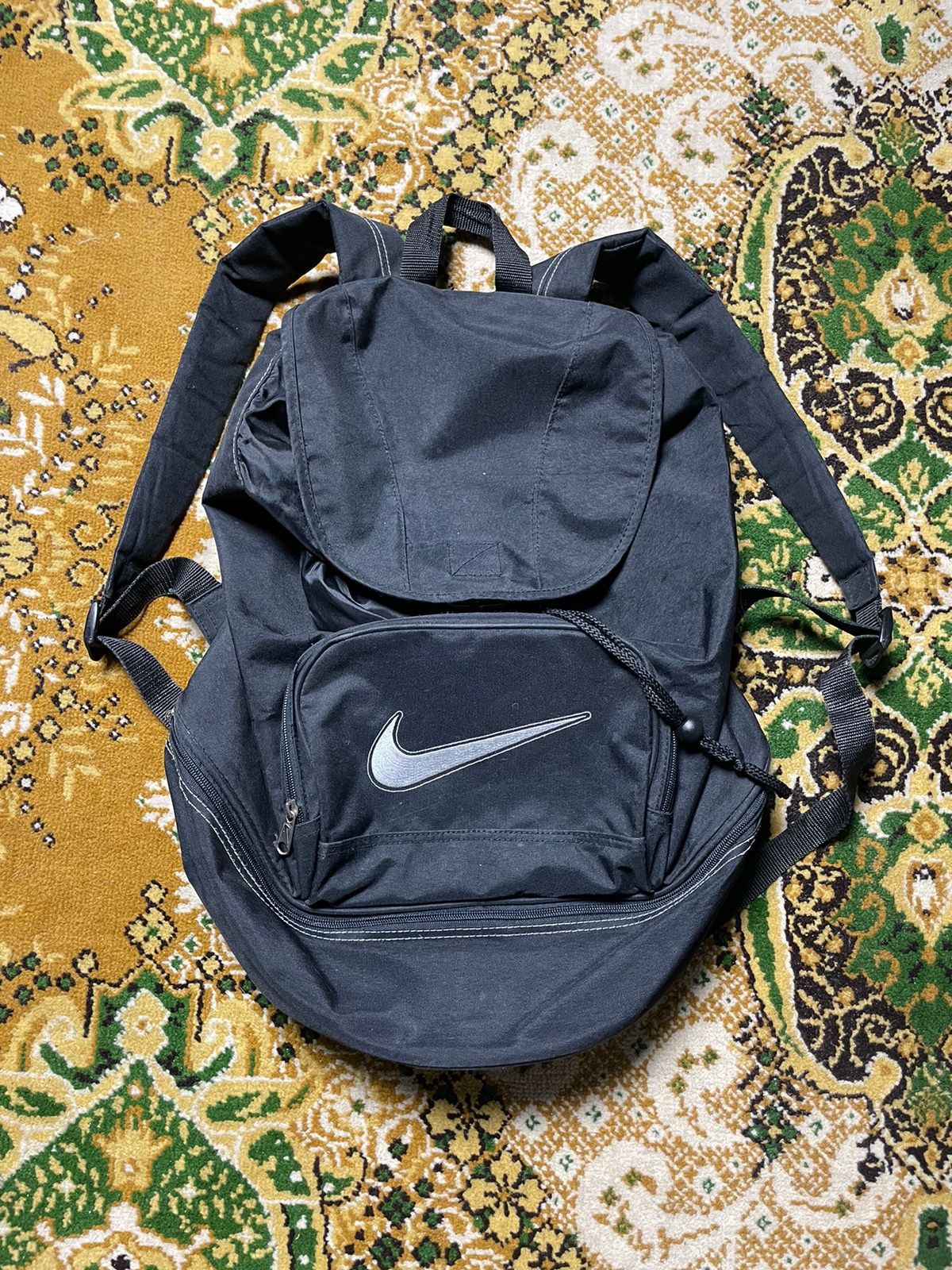 Pre-owned Nike Vintage  Big Swoosh Backpack 90's In Black
