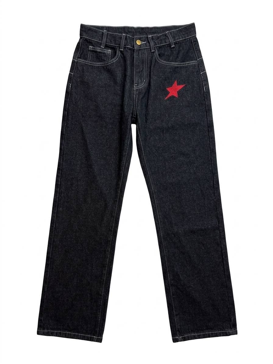 Other Retro Ravi Y2K Baggy Star Jeans Black Denim Streetwear Size US 30 / EU 46 - 2 Thumbnail