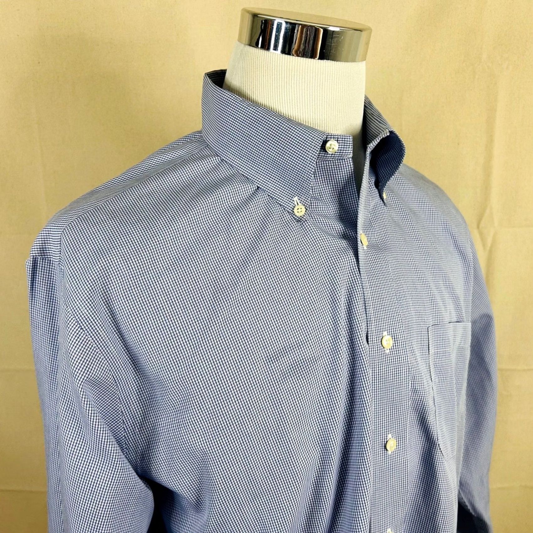 Brooks Brothers Brooks Brothers Mens Dress Shirt Blue Check Slim Fit 17.5 34/35 Non-Iron Size 48R - 2 Thumbnail