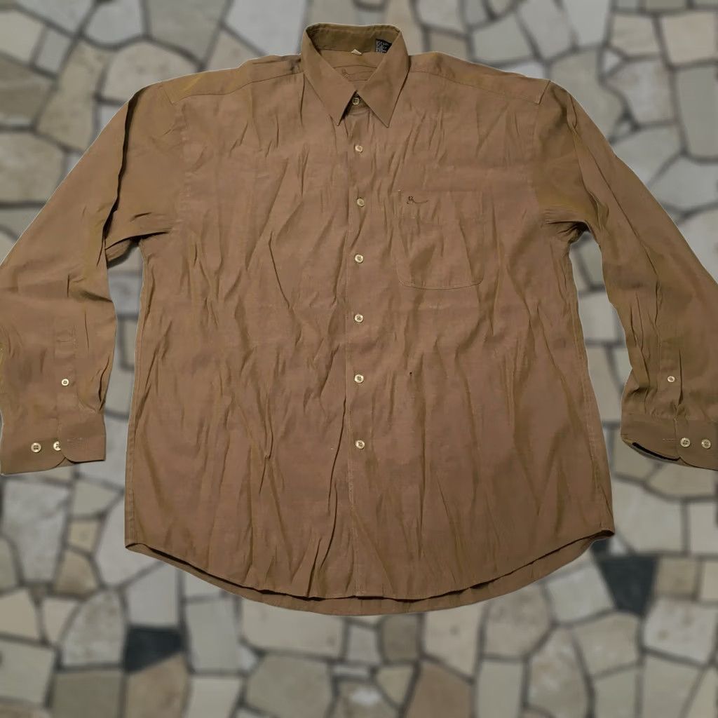 Vintage BIRACHI Shirt Men’s XL Brown Iridescent Shimmer Long Sleeve Button-Up Distressed Urban Classic 90s Womens Mens Girls Size US XL / EU 56 / 4 - 1 Thumbnail