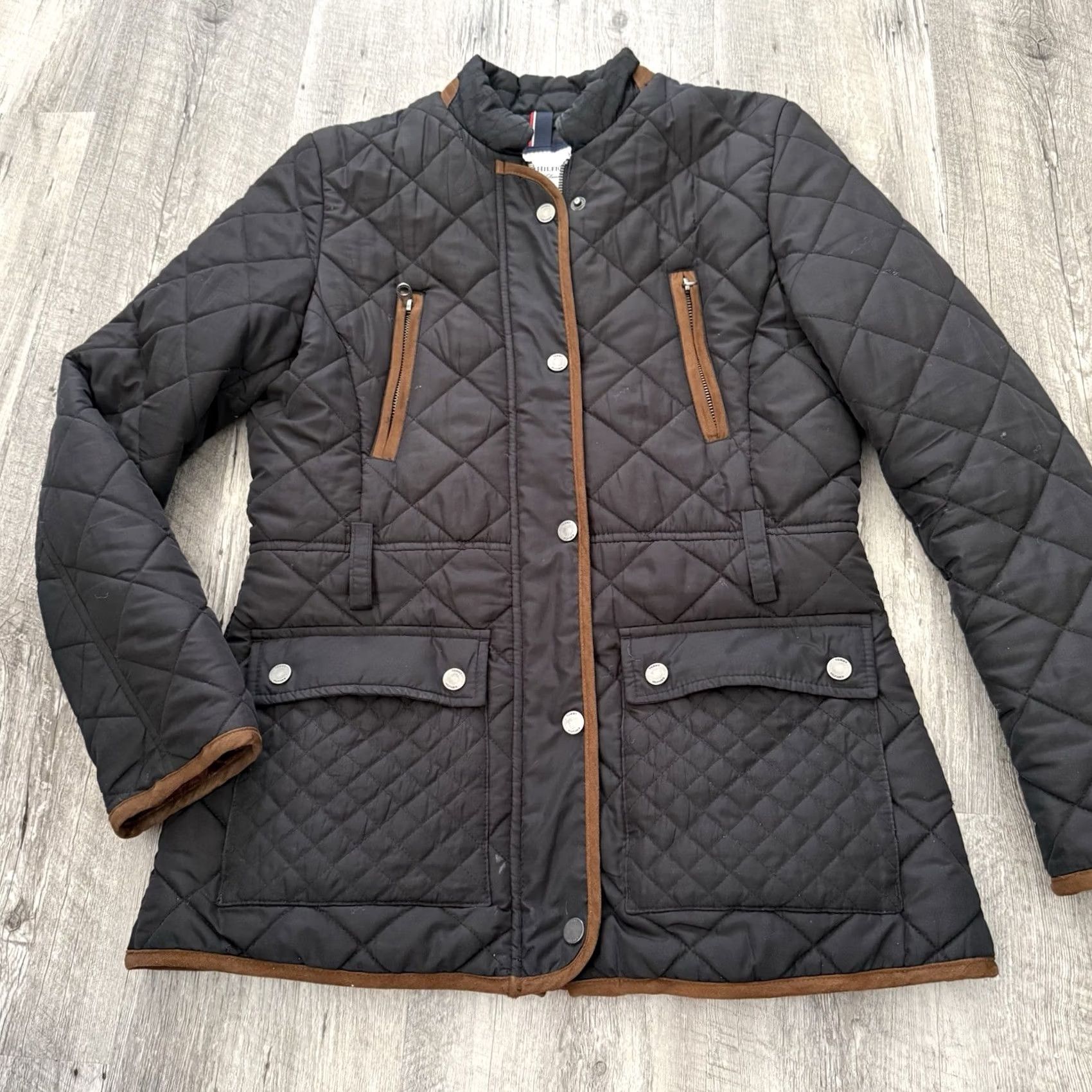 Tommy Hilfiger Tommy Hilfiger Diamond Quilted Jacket Womens Small Black Parka Coat Regular Fit Military Utility Size S / US 4 / IT 40 - 7 Thumbnail