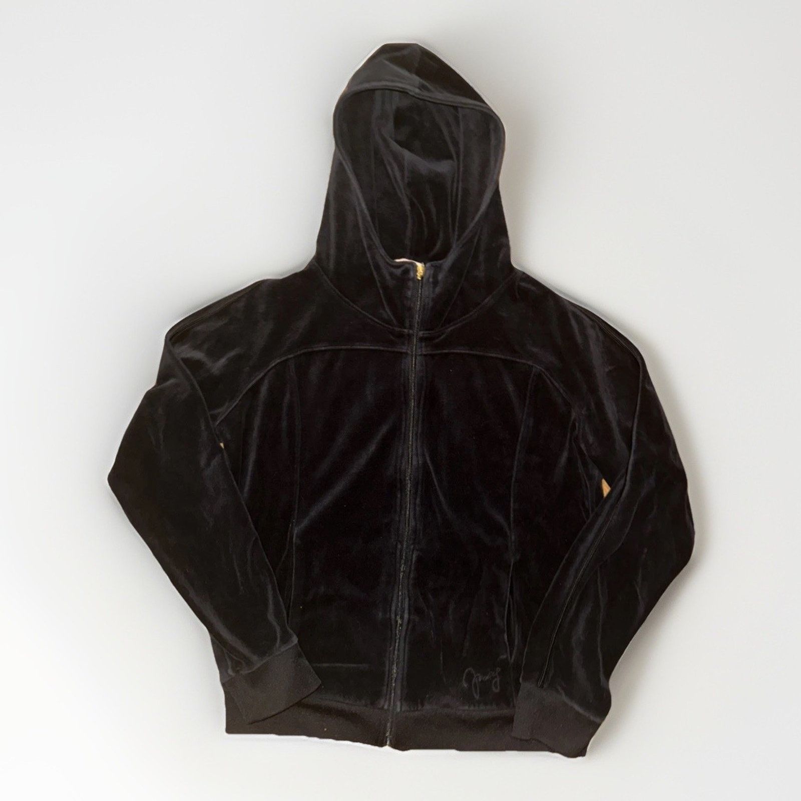 Juicy Couture × Vintage Y2K Juicy Couture Velour Zip Up Hoodie Black L USA 21x22 Size L / US 10 / IT 46 - 1 Thumbnail