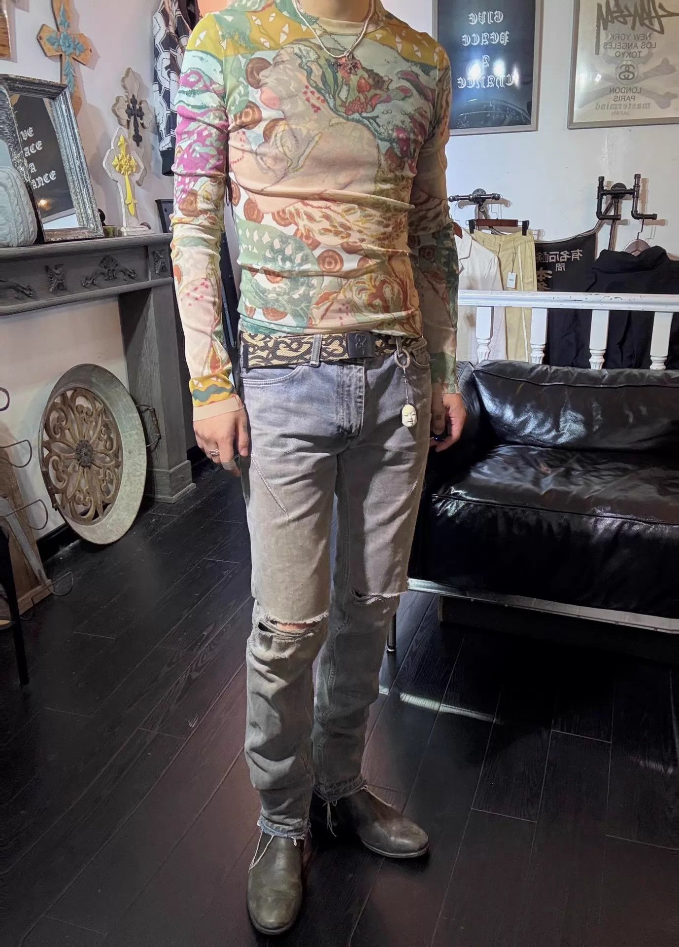 Number (N)ine Number (n)ine 07ss Mud-Dyed Distressed Fray Skinny Jeans Size US 34 / EU 50 - 4 Thumbnail