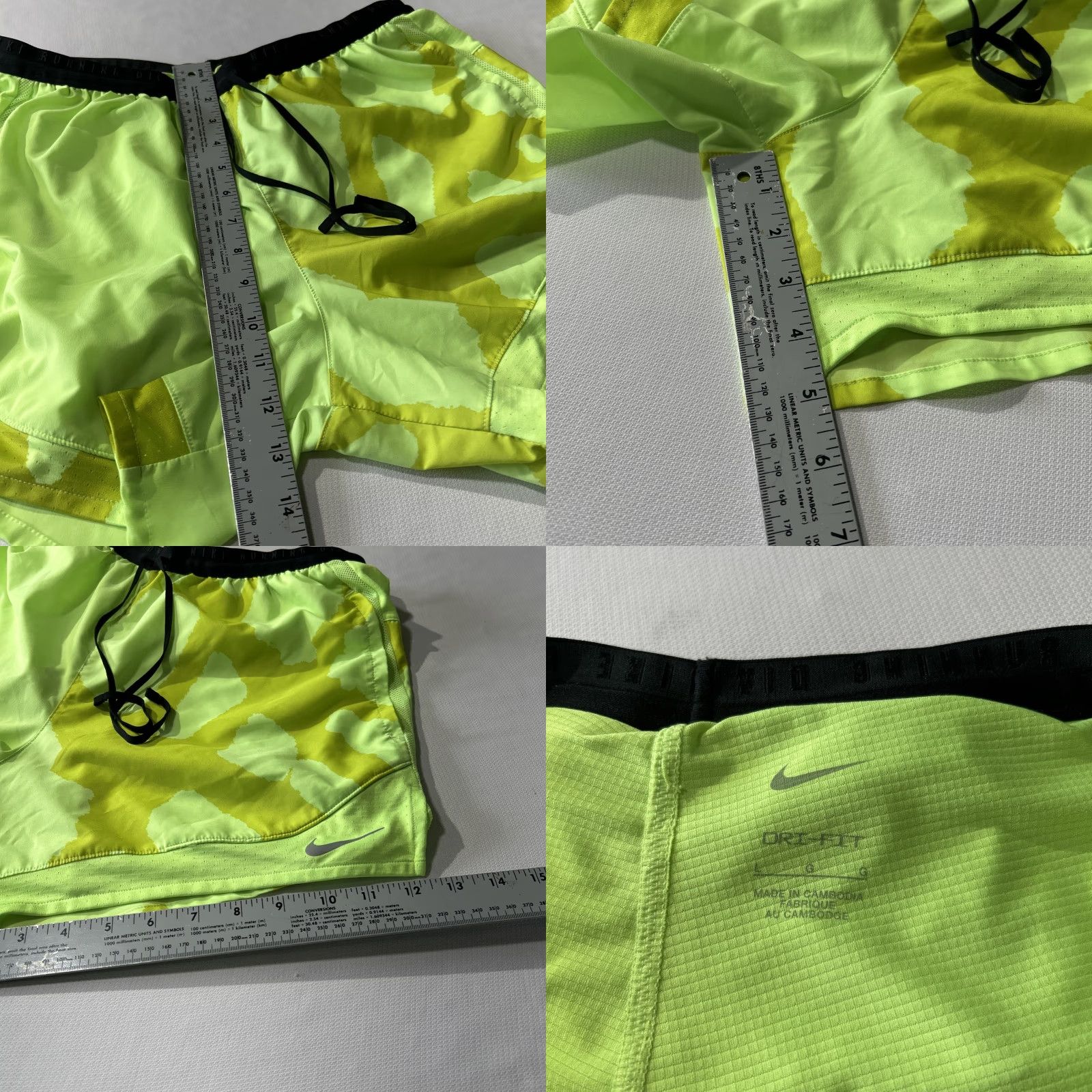 Nike Nike Running Division 2- In 1 Shorts Men L 4.5” Green Yellow, Regular, Athletic, Pockets, Drawstring, Elastic Waist, Polyester, Men, Sports Nike Size US 33 - 8 Thumbnail