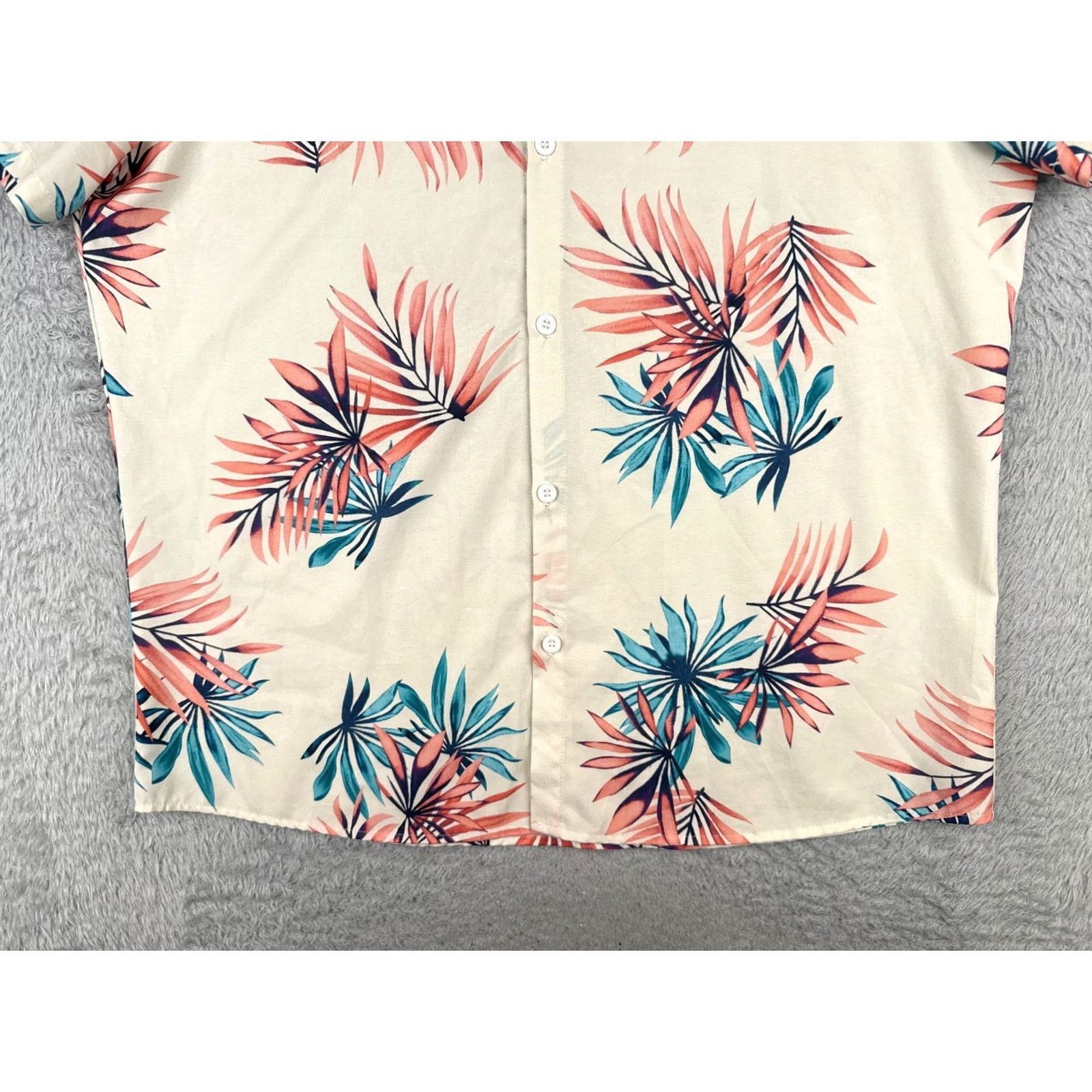 Vintage Hawaiian Shirt Adult 2XL Ivory Floral Leaf 100% Polyester Read Size US XXL / EU 58 / 5 - 5 Thumbnail