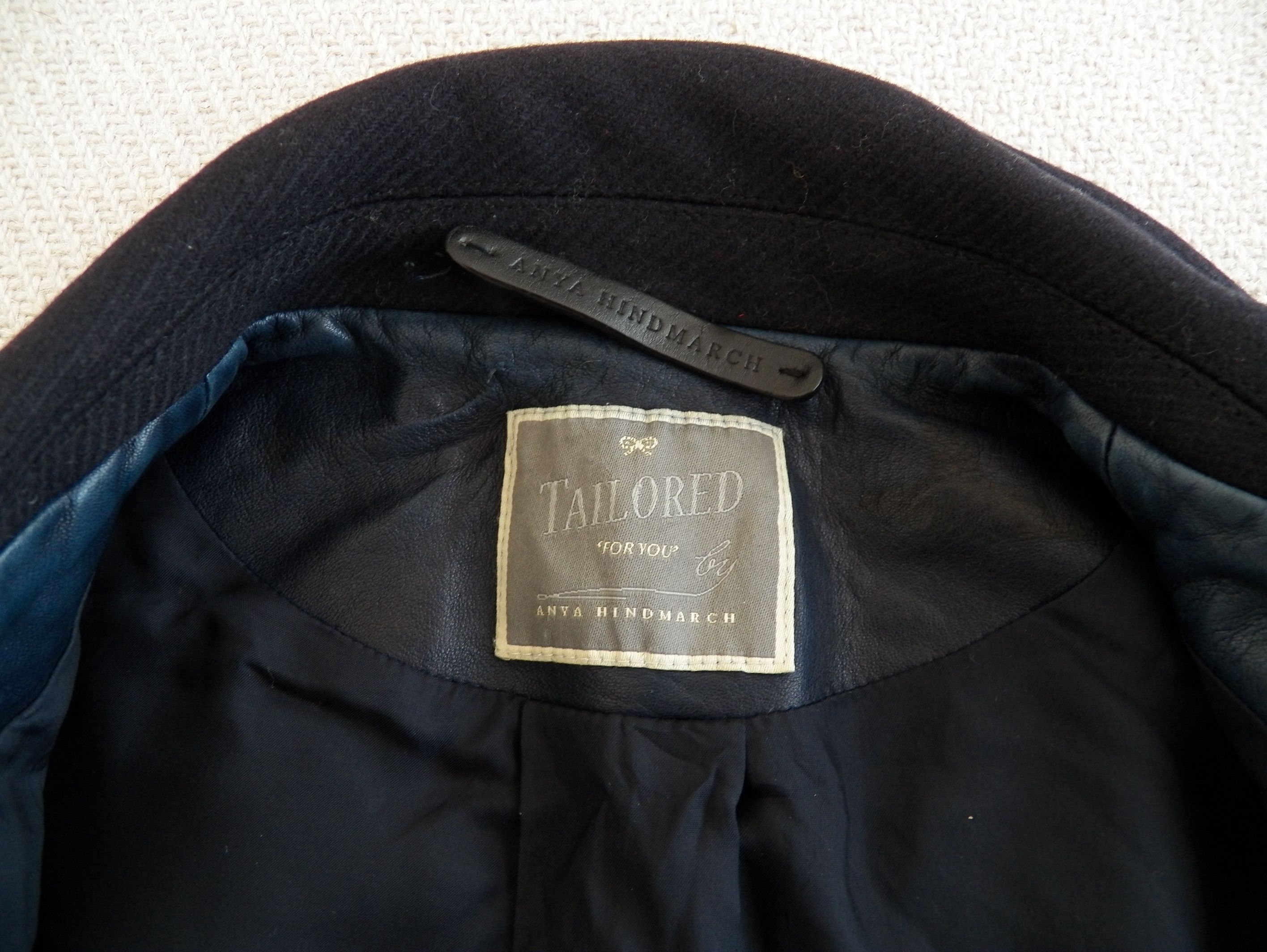 Anya Hindmarch Designer Coat Overcoat Wool Leather Trim