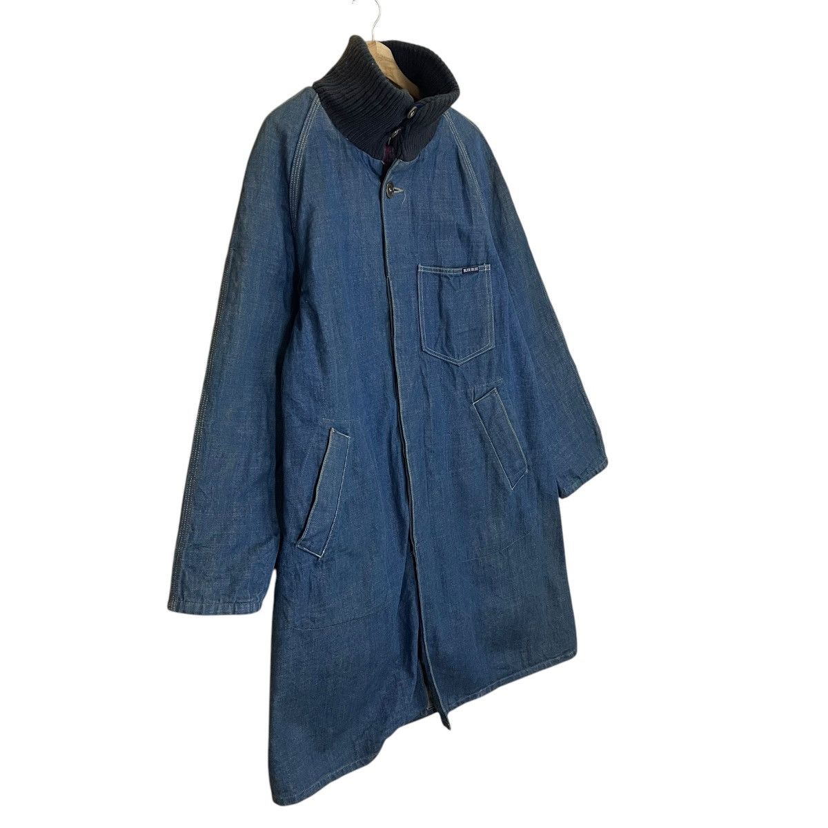 Blue Blue Japan × Indigo × Vintage Vintage 90s Blue Blue Japan Crazy Indigo Long Denim Jacket Size US L / EU 52-54 / 3 - 3 Thumbnail