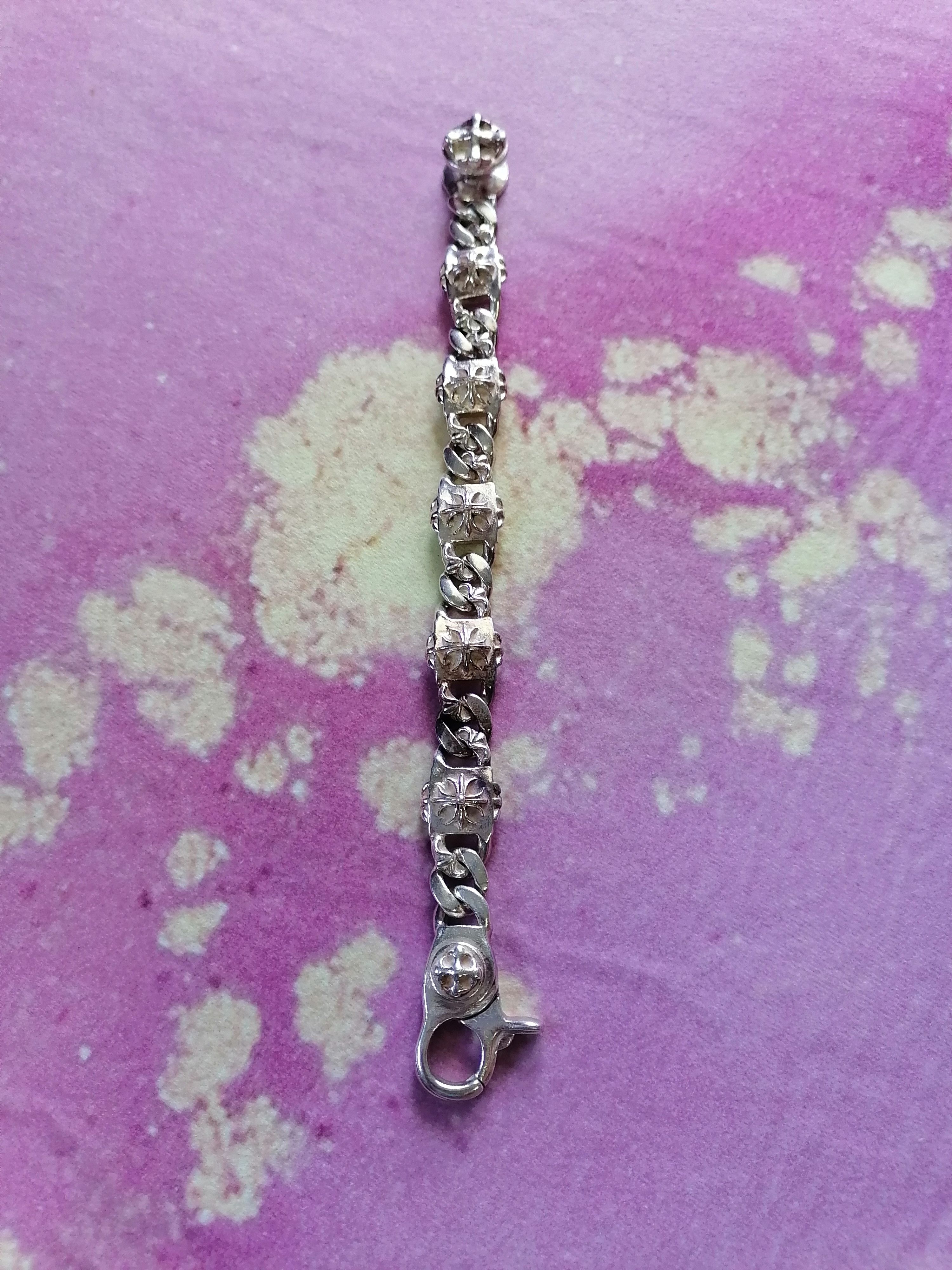 Handmade 925 Silver Lily Cross Biker Heart ICONIC CH Bracelet Size ONE SIZE - 2 Thumbnail