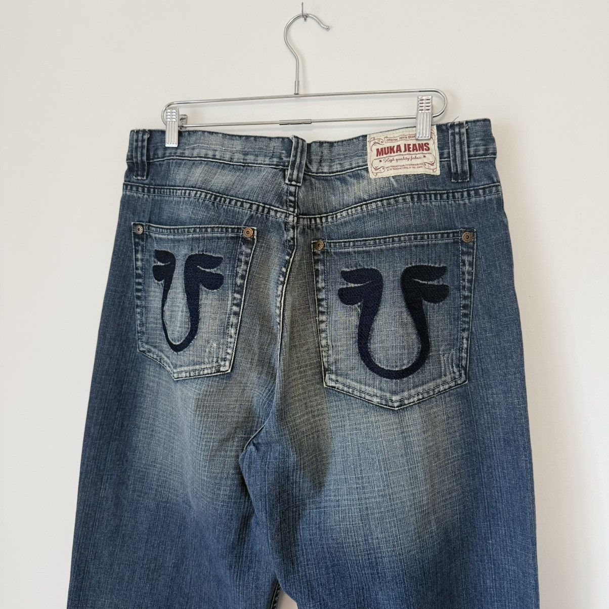 Vintage Vtg 2000s Muka Faded Distressed Baggy Jeans Skater Y2K Size US 38 / EU 54 - 3 Thumbnail