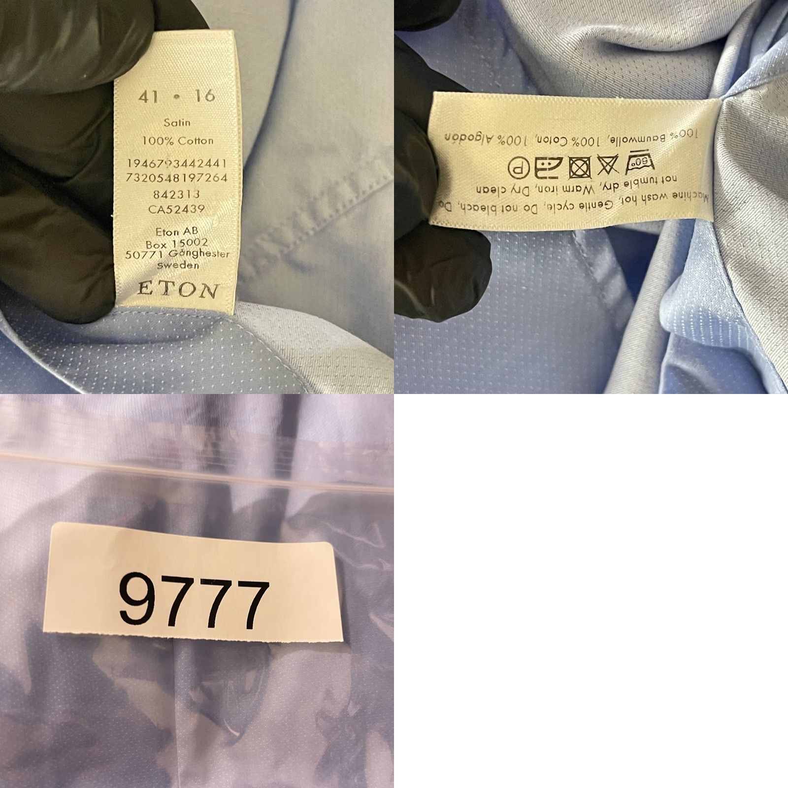 Eton Eton Blue Contemporary Fit Button-Up Dress Shirt Mens Long Sleeve Cotton Large Size 42R - 11 Thumbnail