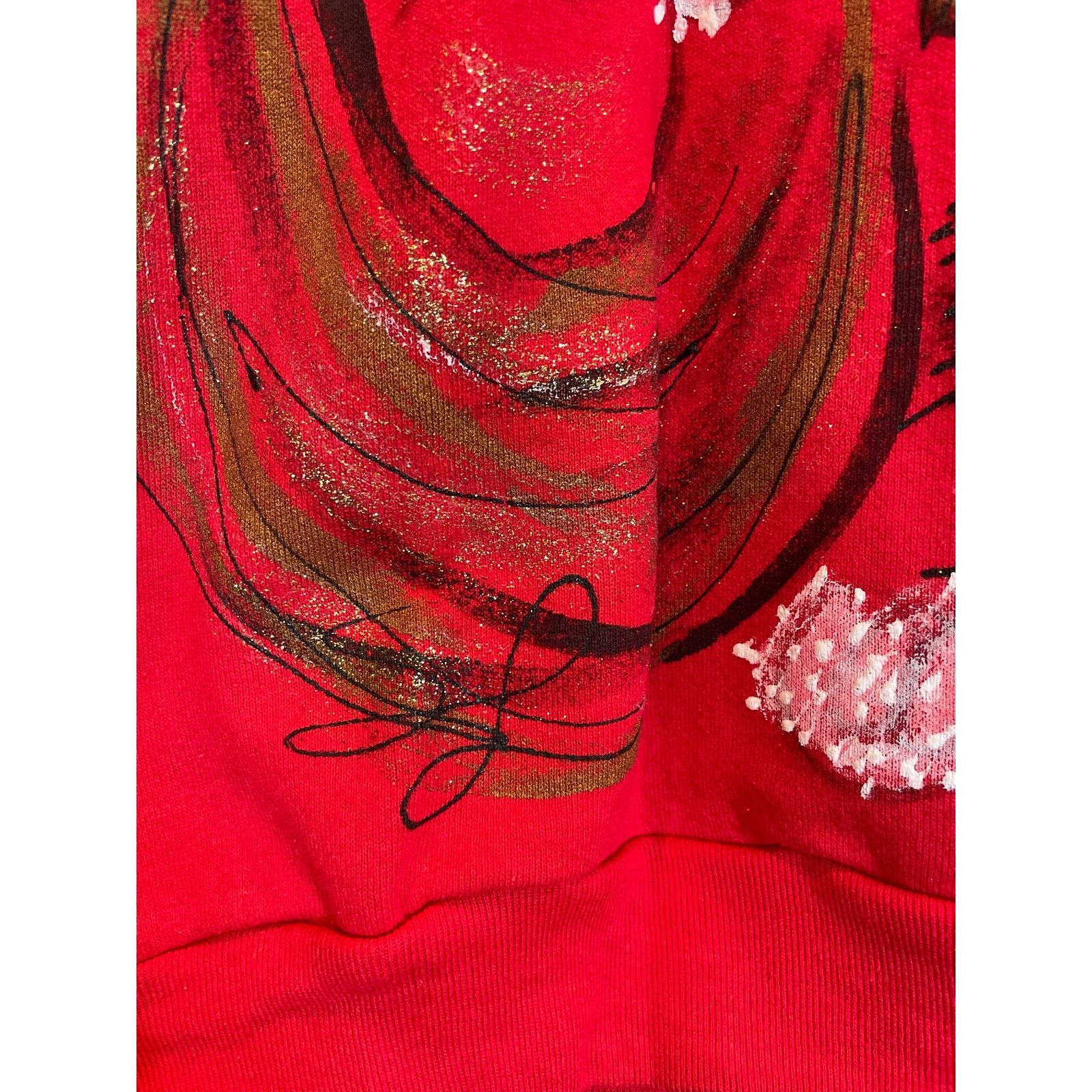 Handmade Vintage 1990's handpainted Santa Sweatshirt LG Christmas Size L / US 10 / IT 46 - 5 Thumbnail