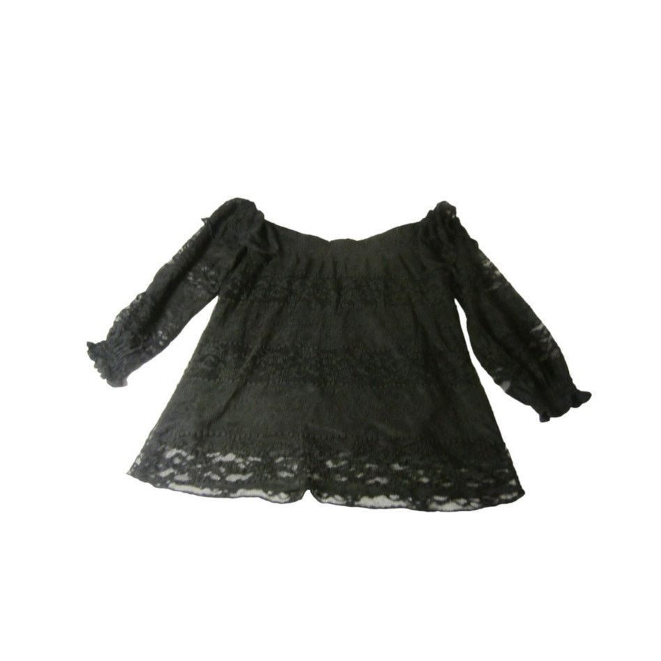 Other Devlin Black Lace Sheer Long Sleeve Blouse Medium Size M / US 6-8 / IT 42-44 - 5 Thumbnail