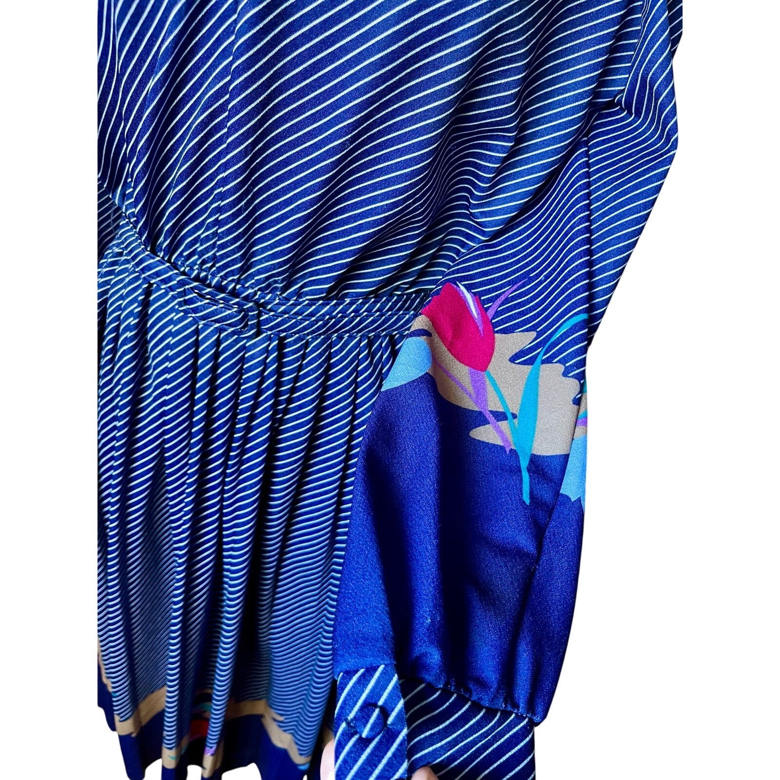 Vintage Vintage 70’s ILGWU Blue Striped Secretary Dress Med Large Size M / US 6-8 / IT 42-44 - 8 Thumbnail