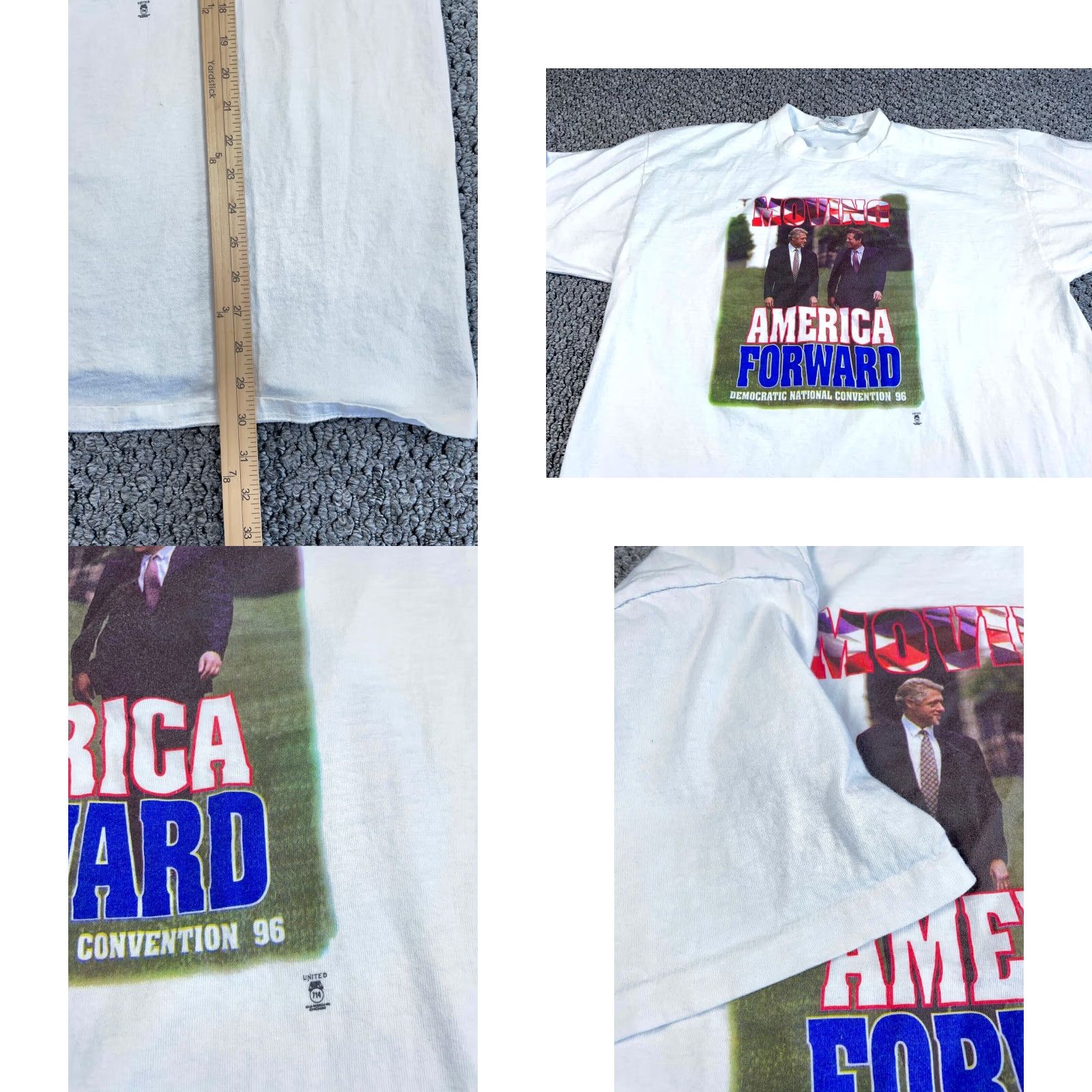 Vintage VINTAGE Clinton Gore Campaign T-Shirt Men 2XL White 90s Patriotic Retro Cotton Size US XXL / EU 58 / 5 - 8 Thumbnail