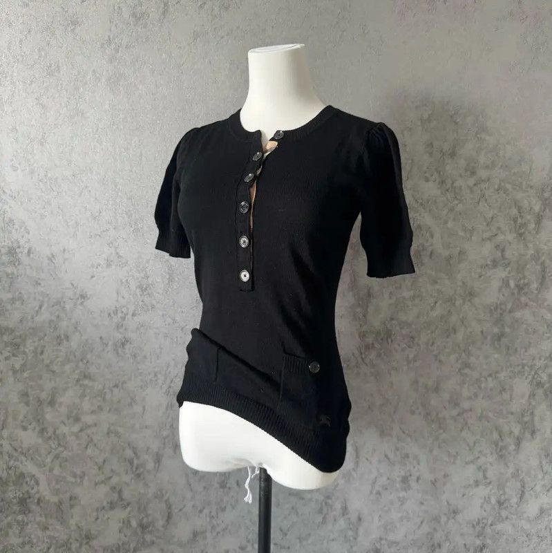 Burberry Burberry Black Wool Short Sleeve T-Shirt Size M / US 6-8 / IT 42-44 - 1 Thumbnail