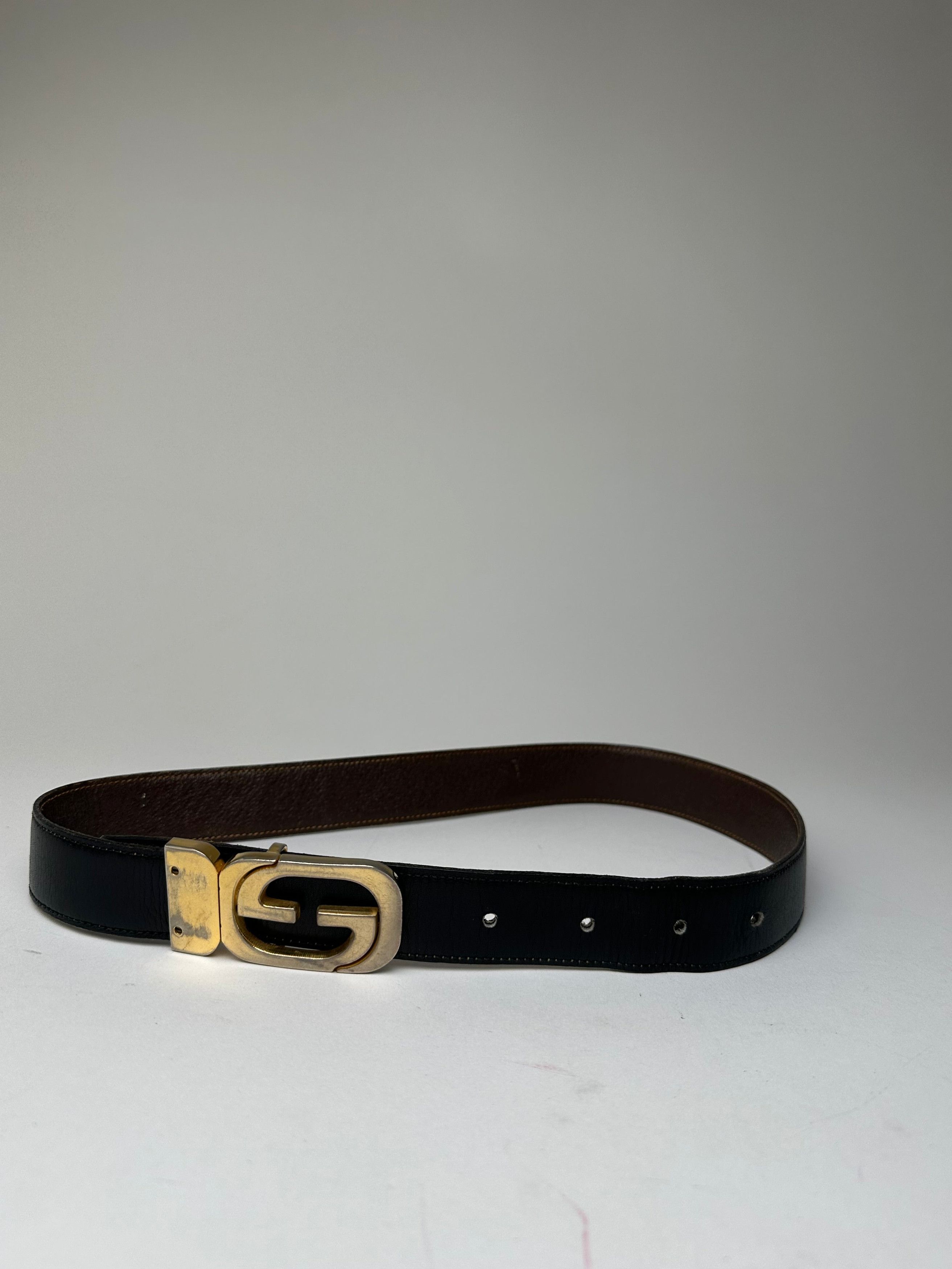 Gucci Vintage GG Reversible Leather Belt Black Brown Size ONE SIZE - 1 Thumbnail
