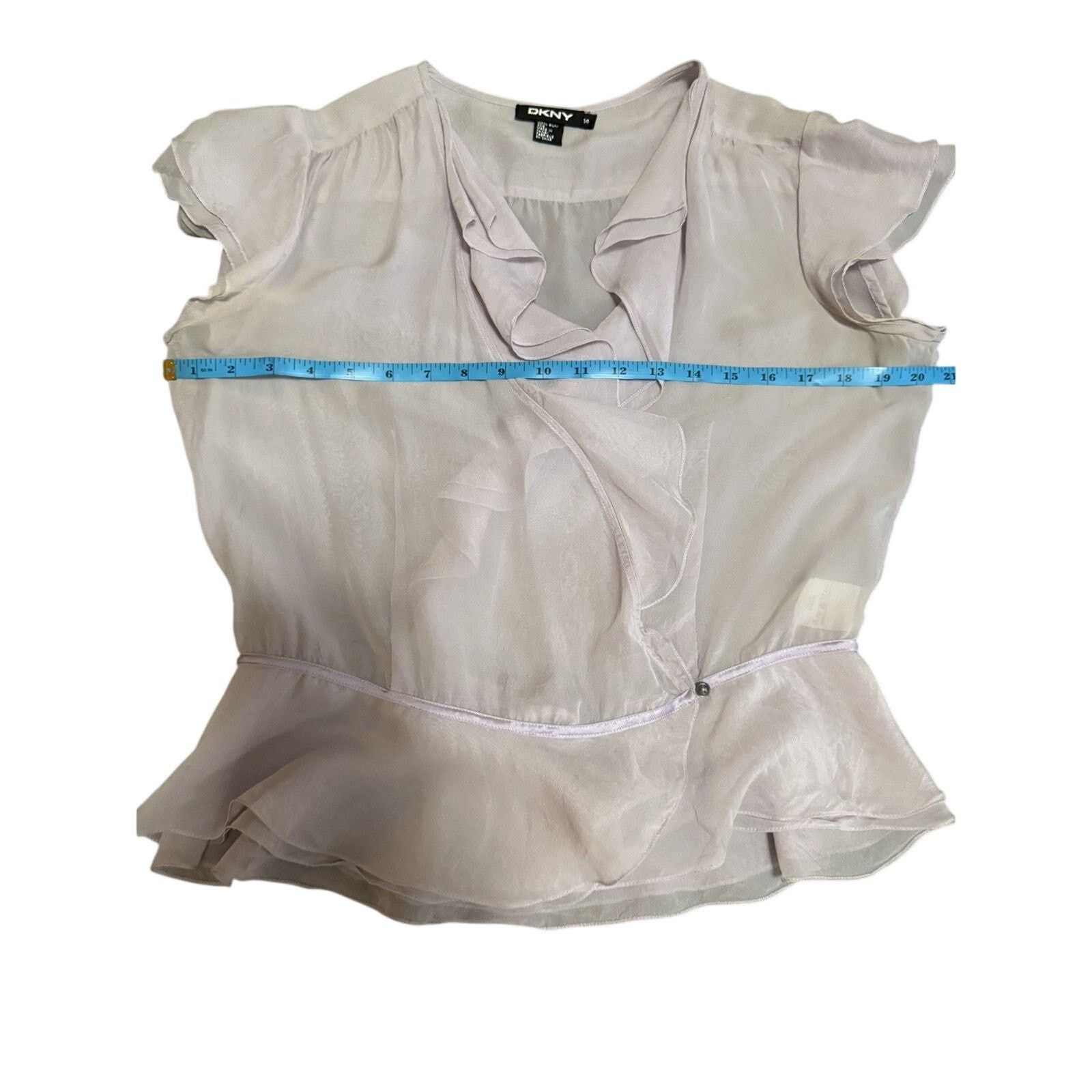 DKNY DKNY Lilac Silk Wrap Top Short sleeve Size XL / US 12-14 / IT 48-50 - 14 Thumbnail