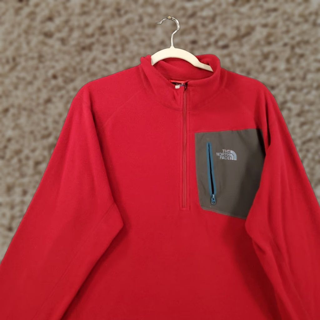 The North Face The North Face Fleece Sweater Mens Large Red 1/4 Zip Pullover Sweatshirt Jacket Size US L / EU 52-54 / 3 - 1 Thumbnail