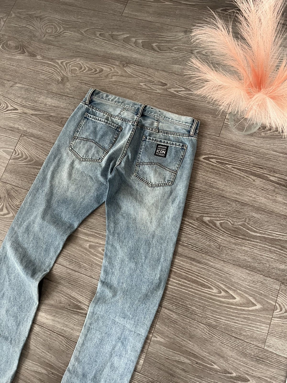 Armani Exchange × Designer ‼️Armani Excange J13 Icon Period Box Logo Denim Jeans‼️ Size US 33 - 2 Thumbnail