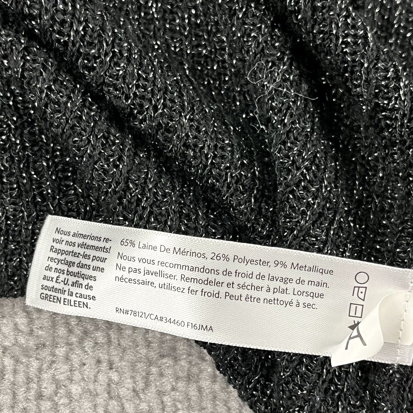 Eileen Fisher EILEEN FISHER Sweater Women Tunic Open Front Long Fit XL Black Silver Wool Blend Size XL / US 12-14 / IT 48-50 - 3 Thumbnail
