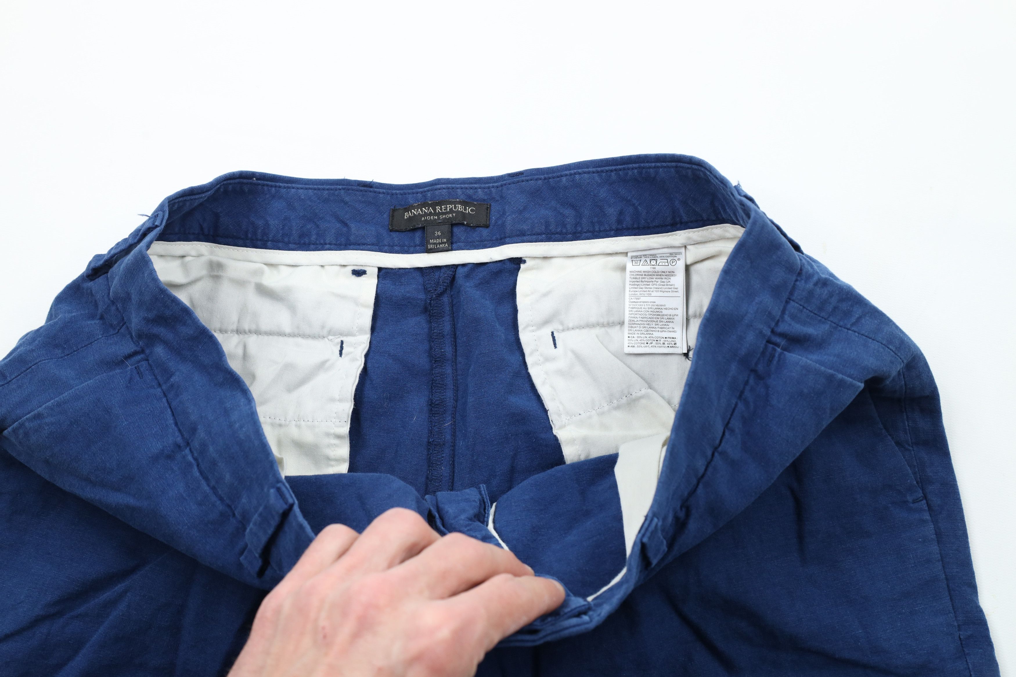Banana Republic × Vintage Banana Republic Linen Blend Above Knee Chino Shorts Blue Size US 36 / EU 52 - 6 Thumbnail